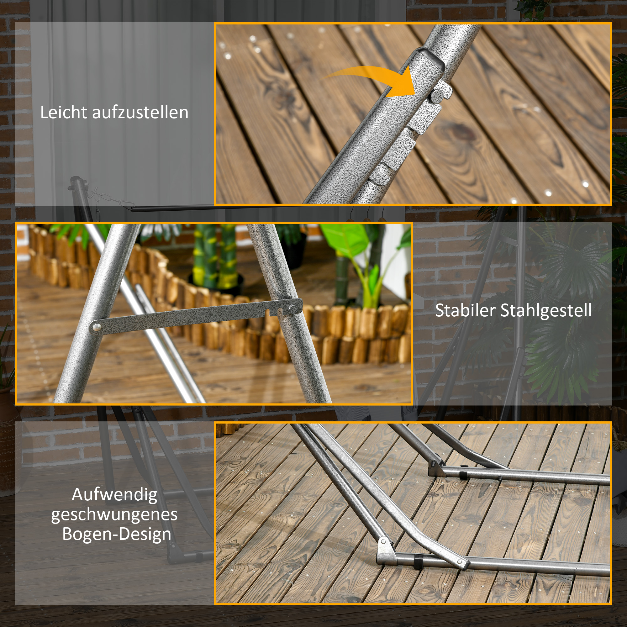 2-in-1 Hängemattenständer, wetterbeständig, Wäscheständer, 290 cm x 92 cm x 88 cm, Schwarz