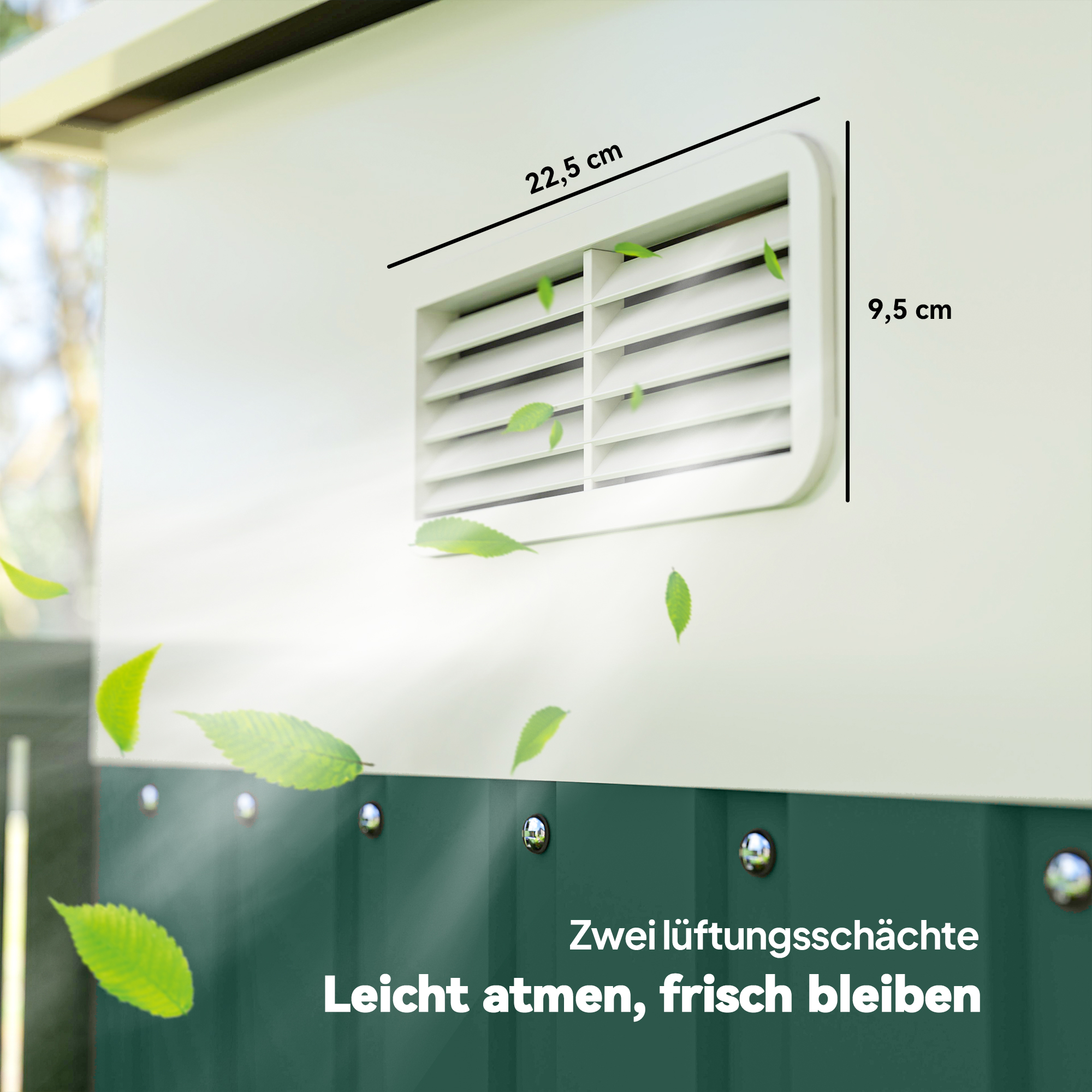 Metall-Geräteschuppen Schrägdach verriegelbare Doppeltür 2,8 x 3,45 x 2,01m Grün