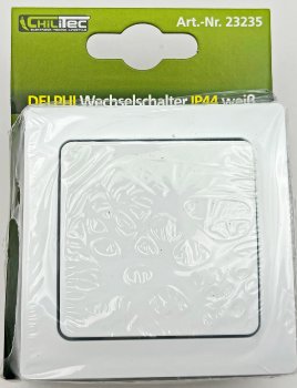 DELPHI Wechsel-Schalter IP44, 250V~/ 10A, inkl. Rahmen, UP, weiß