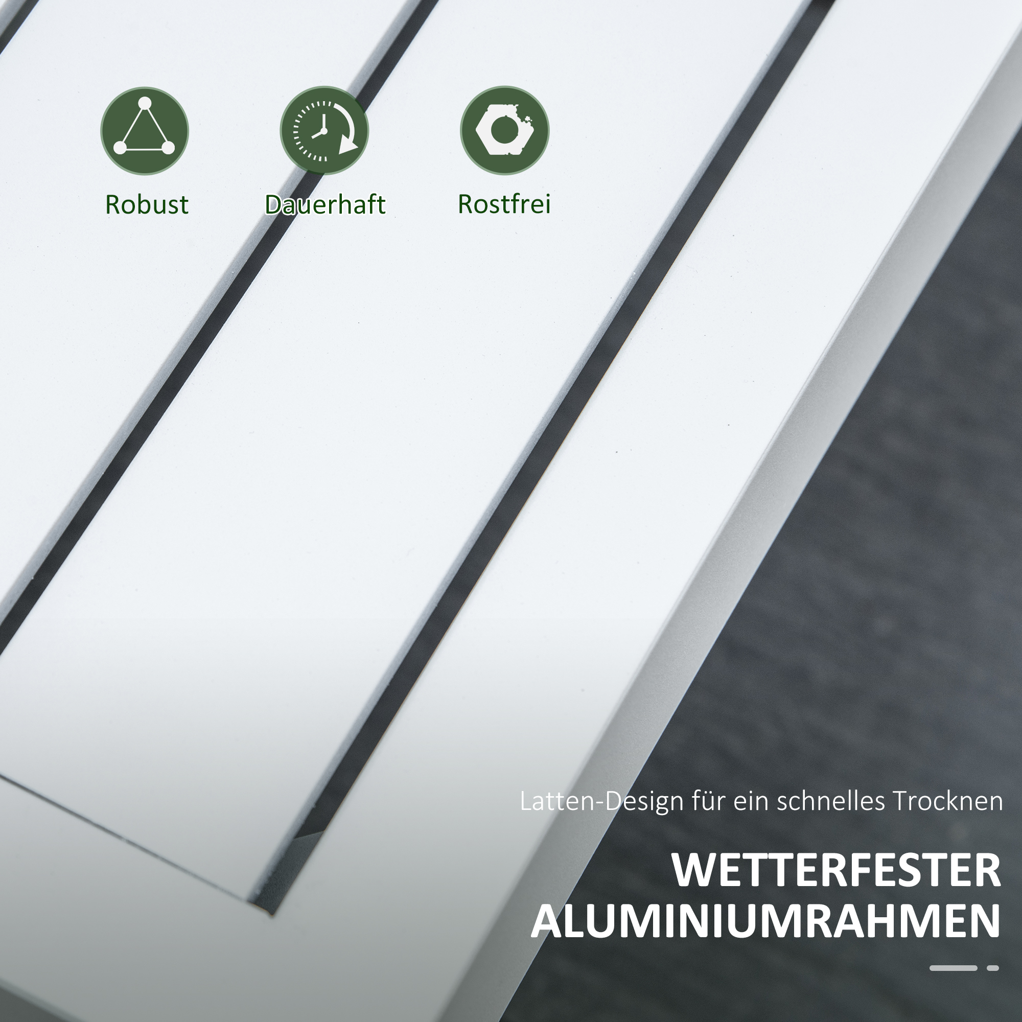 Gartenmöbel-Set für 3 Personen mit Beistelltisch Sofa mit Kissen L-Form Outdoor Aluminium Cremeweiß