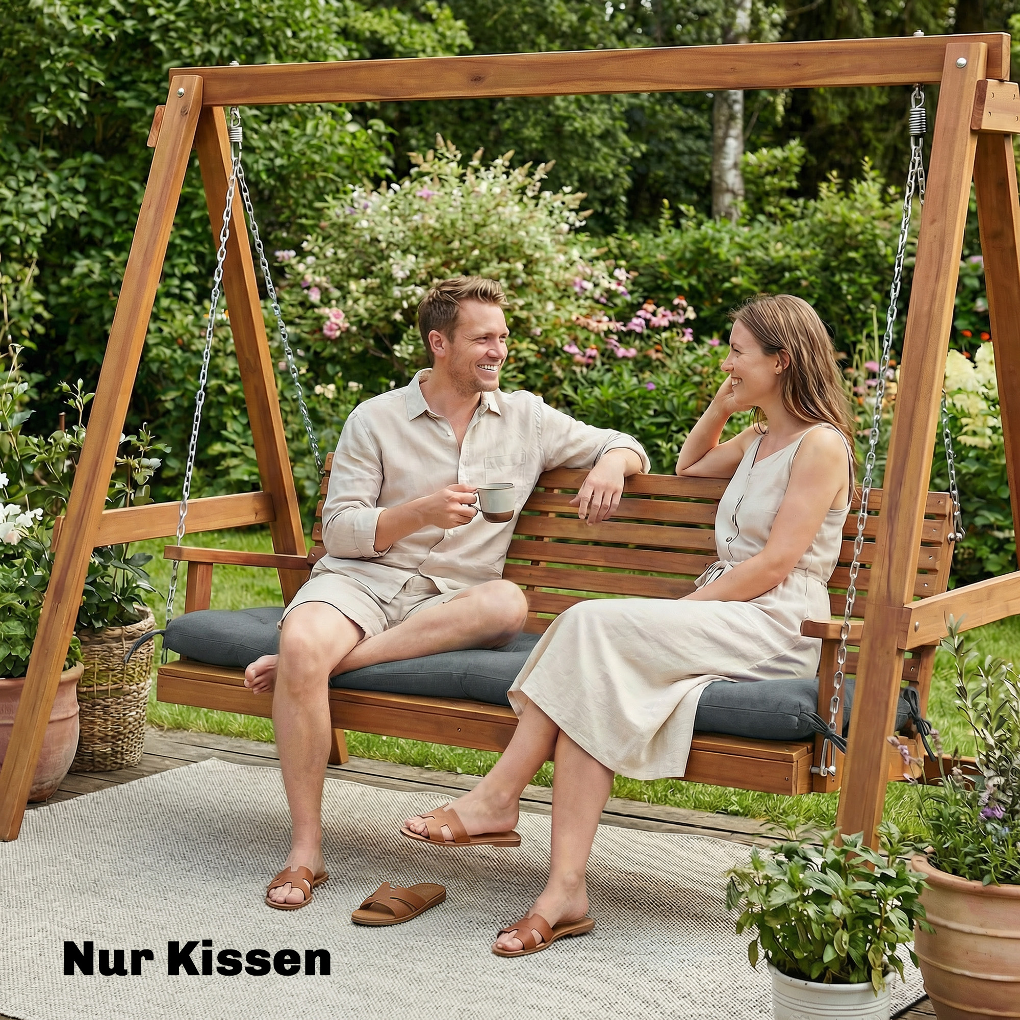 Palettenkissen Abnehmbar Sitzkissen mit Befestigungsbändern Palettenpolster für die meisten Liegen 198x65x13cm Dunkelgrau