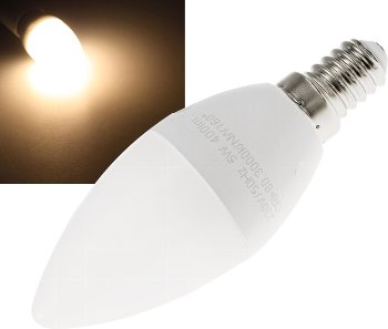 LED Kerzenlampe E14 "K50" warmweiß - 3000k, 400lm, 230V/5W LED Kerzenlampe E14 "K50" warmweiß - 3000k, 400lm, 230V/5W
