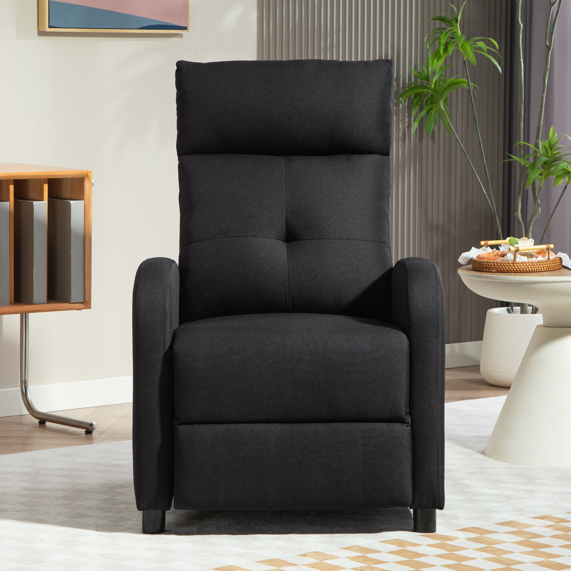 Relaxsessel mit Liegefunktion, ausfahrbares Fußteil, Taschenfederkern, bis 150 kg, Schwarz