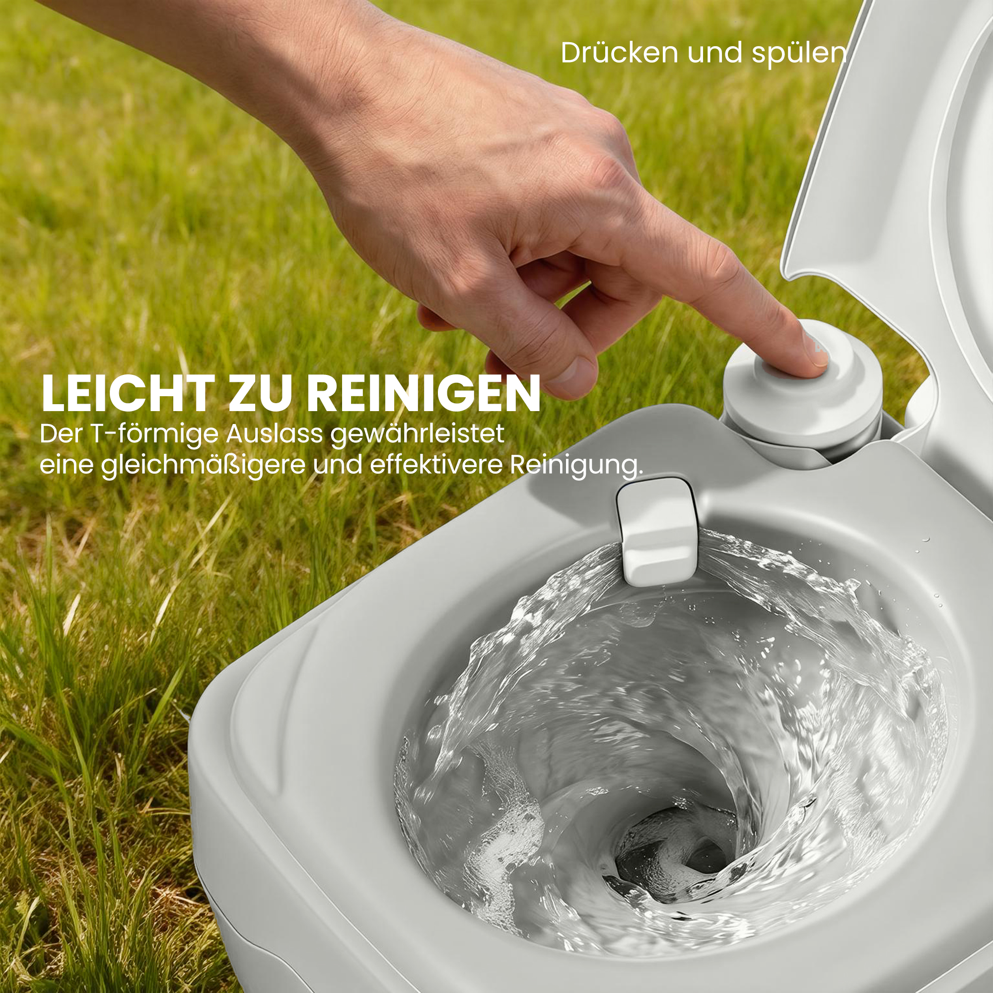 Campingtoilette Reisetoilette max. Tragkraft bis 147 kg 20L für Camping Wandern Reisen Angeln 41,5 x 36,5 x 42 cm Grau