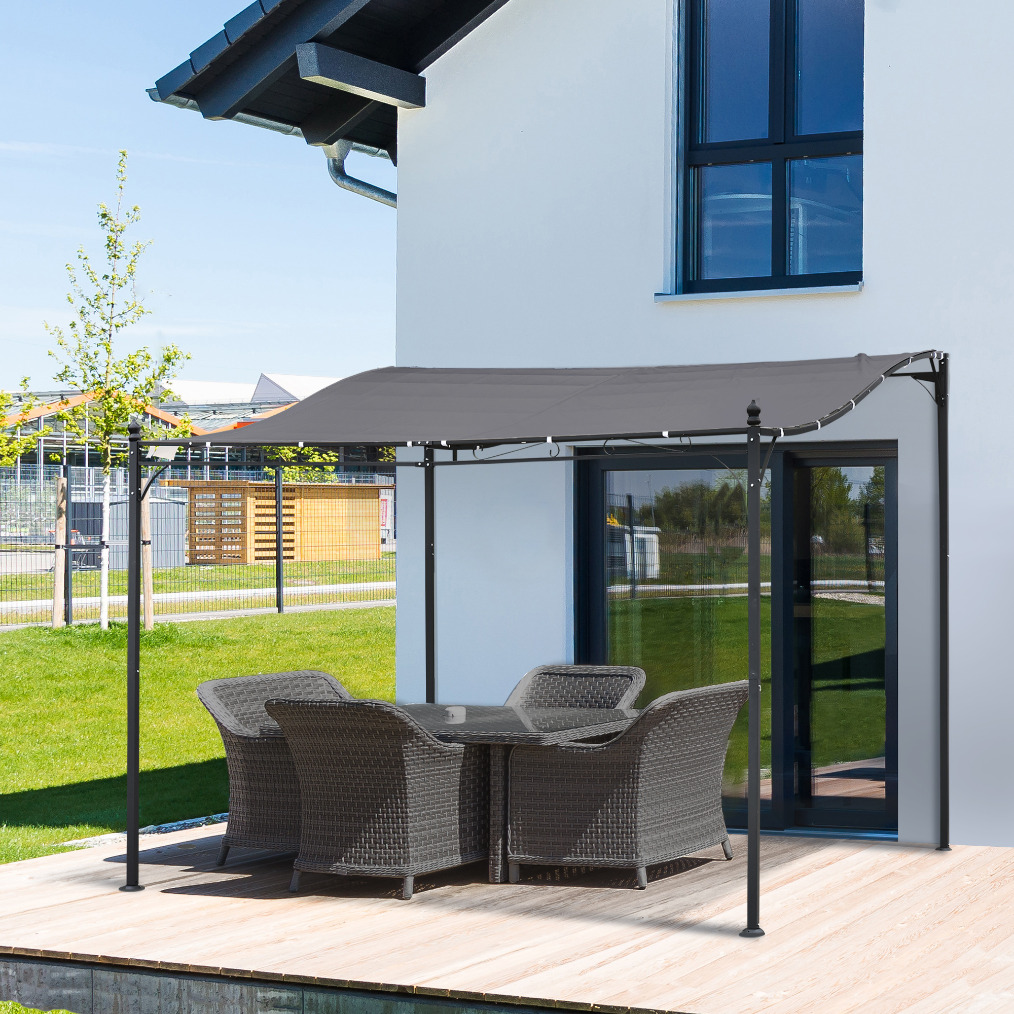 Pergola Gartenpavillon Pavillon Überdachung Zelt Metall Grau 297x297cm