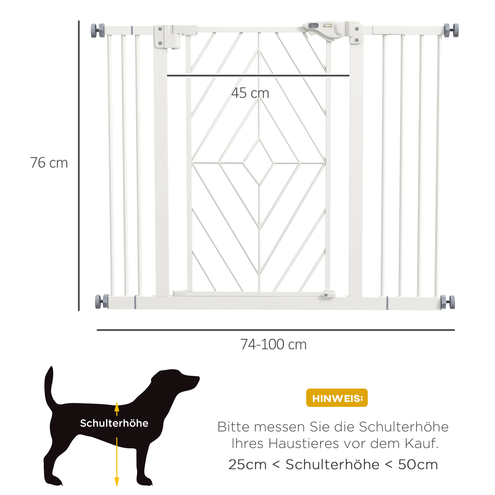 Türschutzgitter Treppenschutzgitter Absperrgitter Hundegitter, 100 cm x 4 cm x 76 cm, Weiß