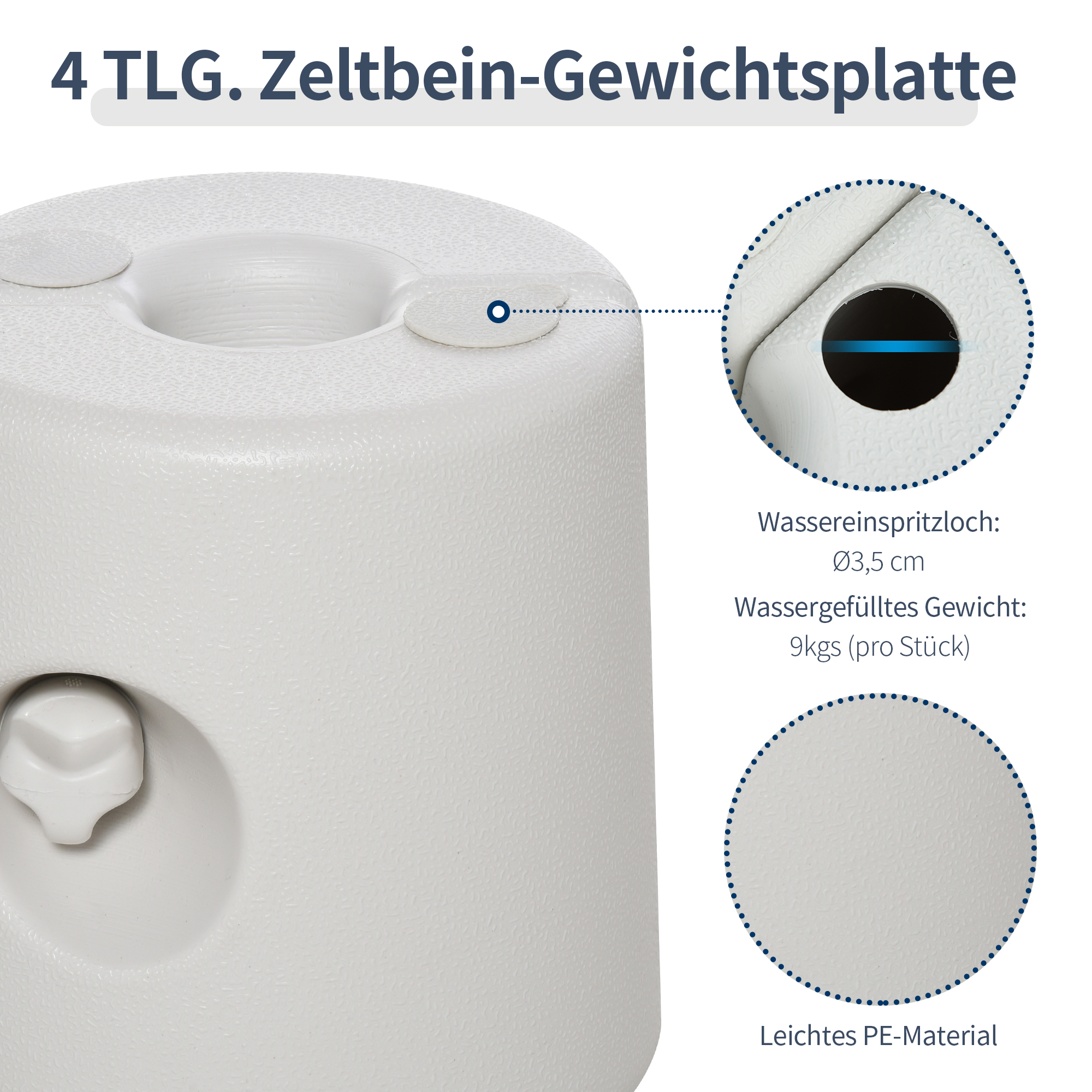 4 x Gewichte Pavillon Standfuß Standsicherung Partyzelt Befüllung mit Wasser/Sand PE ?24xH25cm