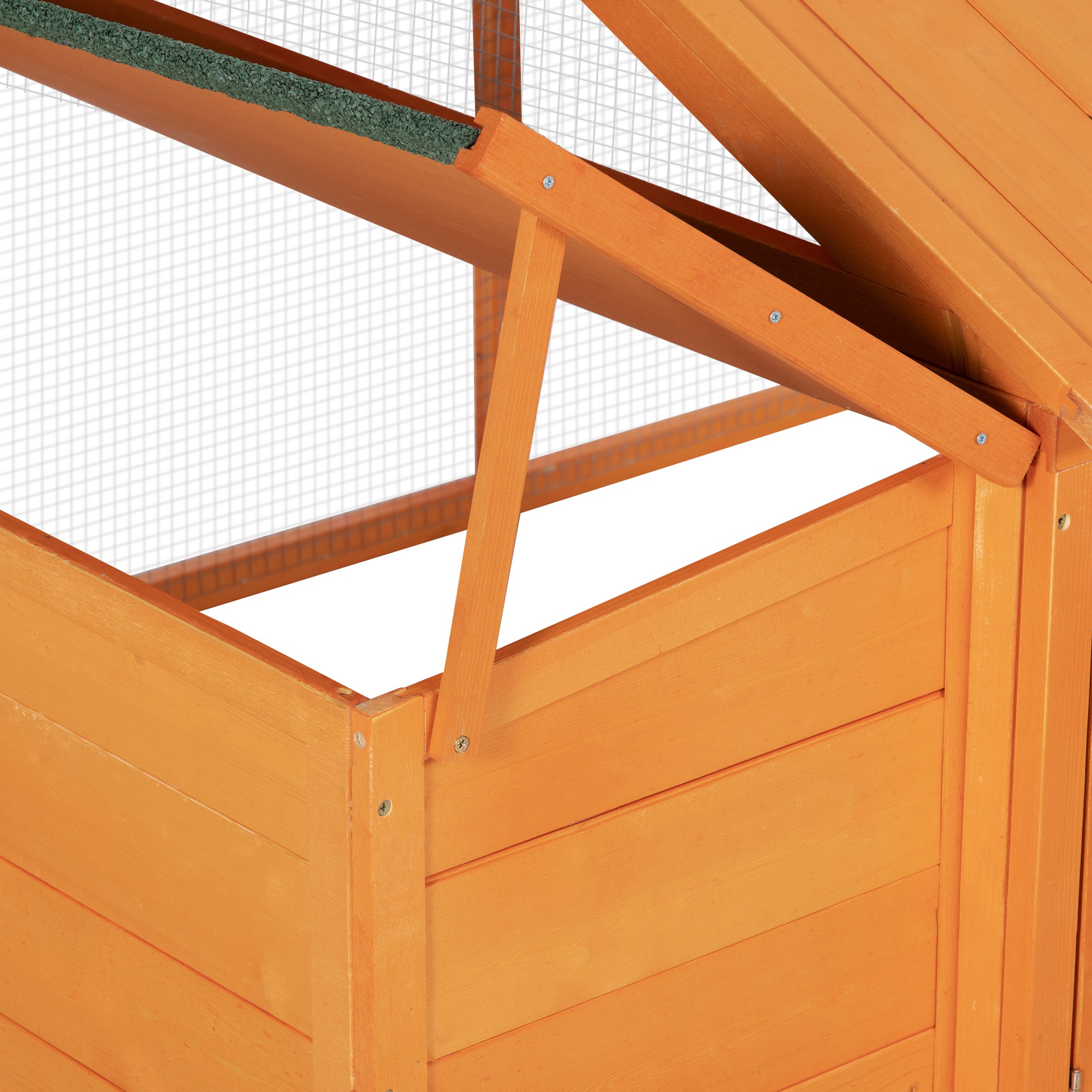 Hühnerstall Freilaufgehege 2,4 x 1,125 x 0,76 m Freigehege mit Schloss Tür aufklappbar Dach Tannenholz Orange