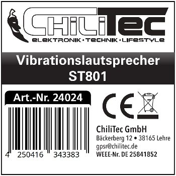 Bodyshaker "CT-KSW100" Ø119x40mm / 100W, 4Ohm, Körperschallwandler