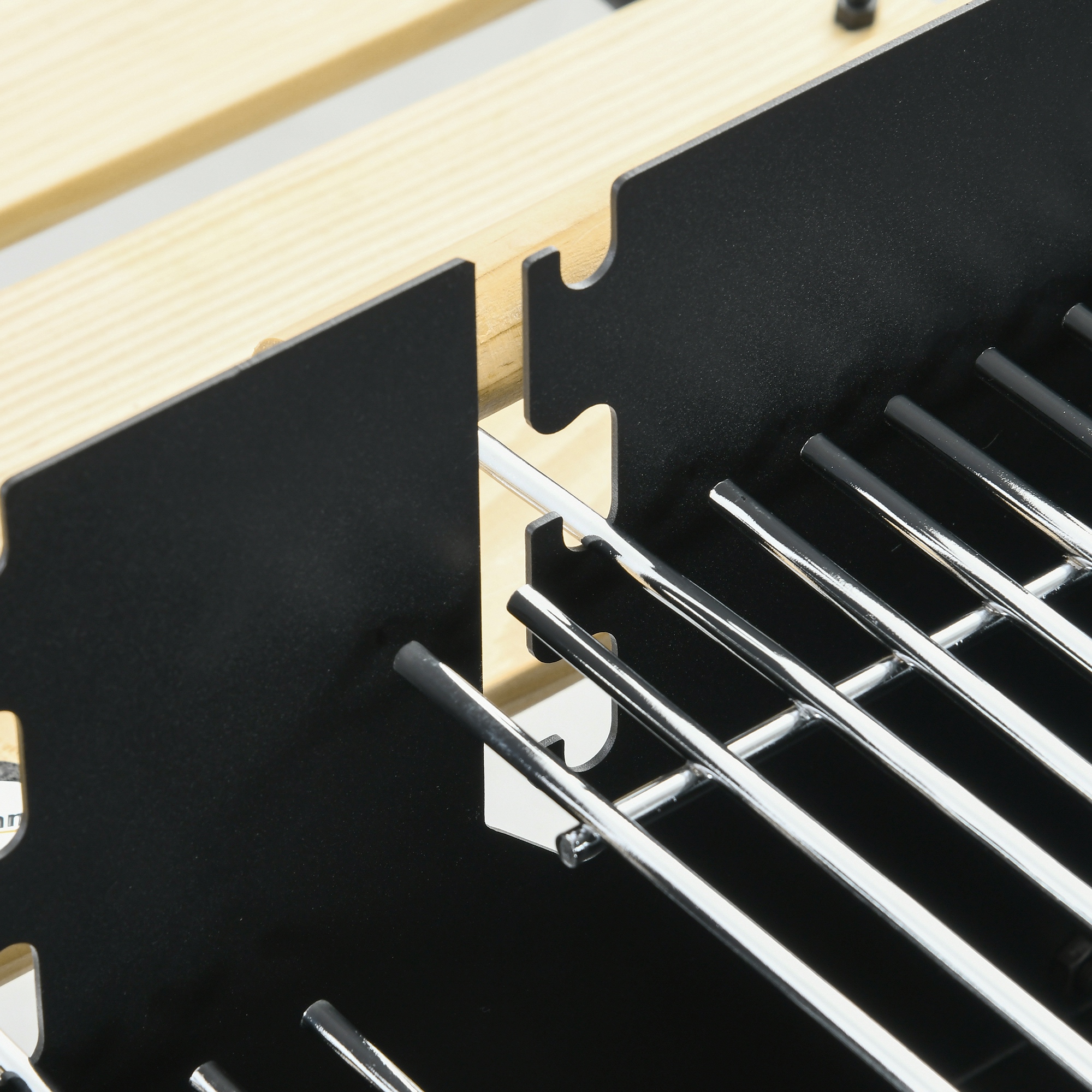 Kohlegrill, Grillwagen, 2 Grillflächen, 2 Räder, Griffe, Ablagen, 113 x 53,5 x 82,5 cm, Schwarz