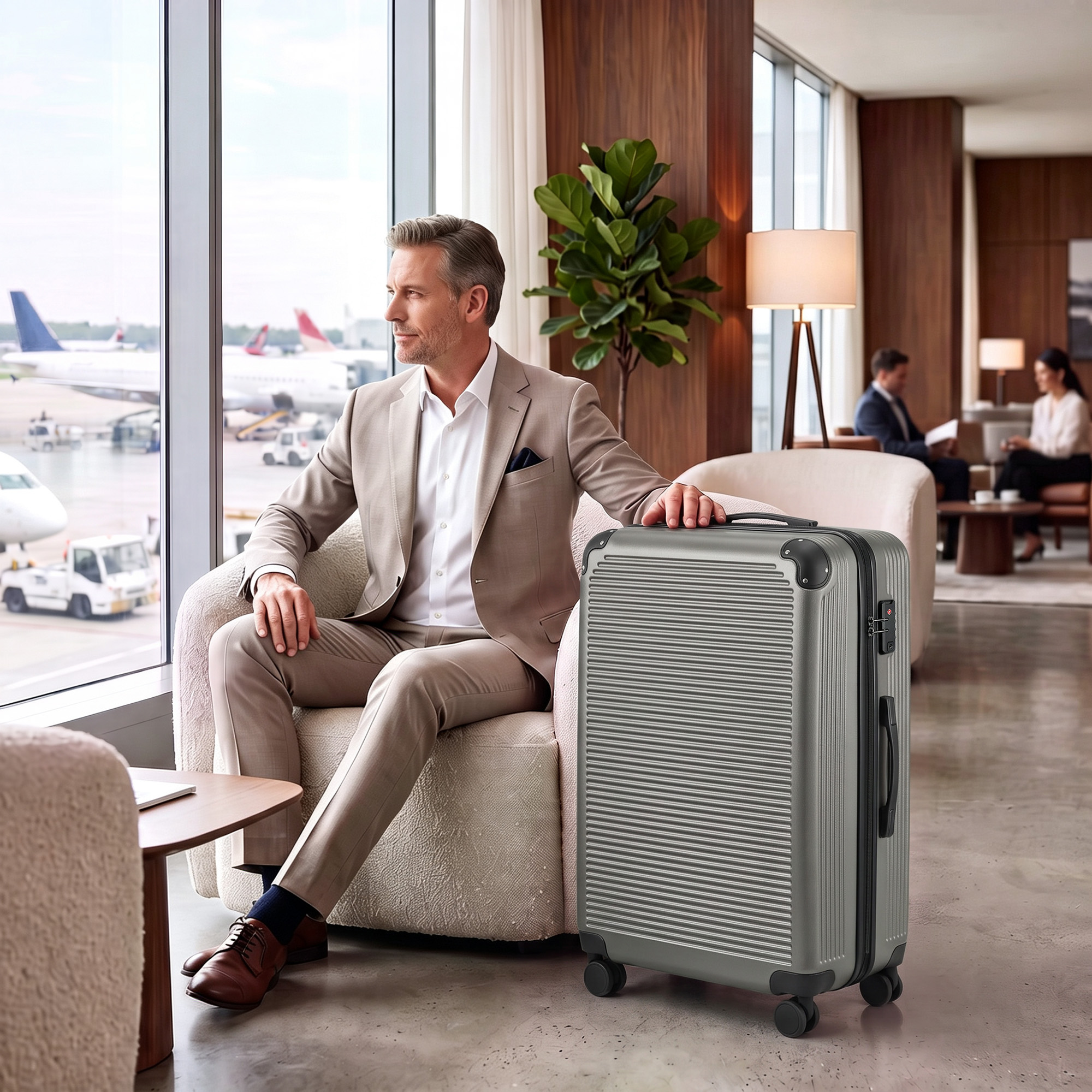 Reisekoffer Hartschale erweiterbar Rollkoffer Trolley 4 Rollen TSA Schloss 77 cm Dunkelgrau