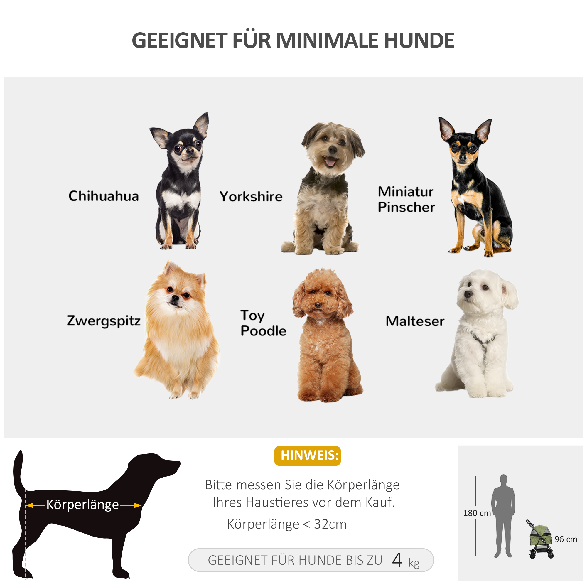Hundewagen Hundebuggy, klappbar, 2 Sicherheitsleinen, 2 Becherhalter,  67 x 45 x 96 cm, Khaki