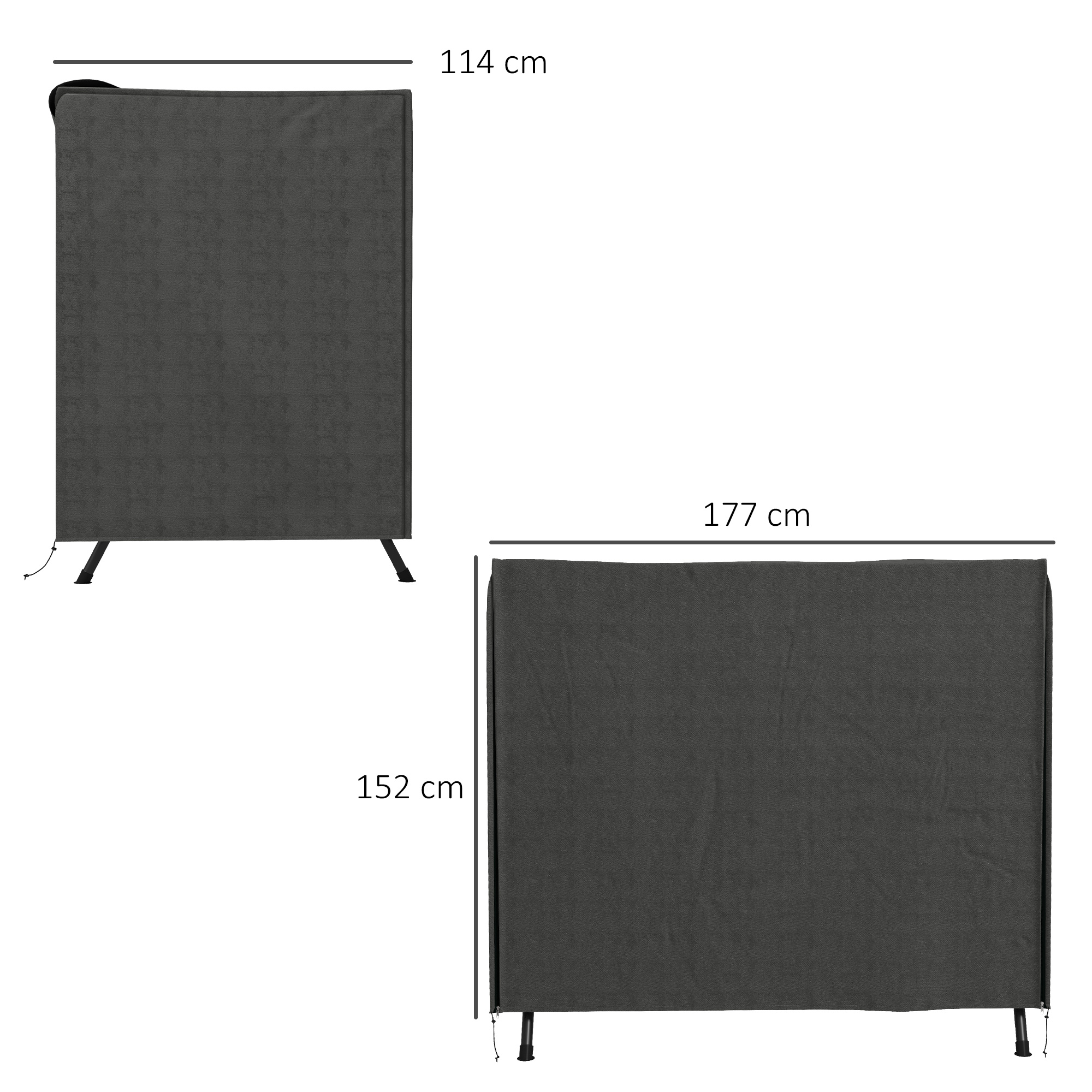 Abdeckung für Gartenschaukel, Schutzhülle für Hollywoodschaukel, Abdeckhaube, wasserfest, 177 x 114 x 152 cm, Grau