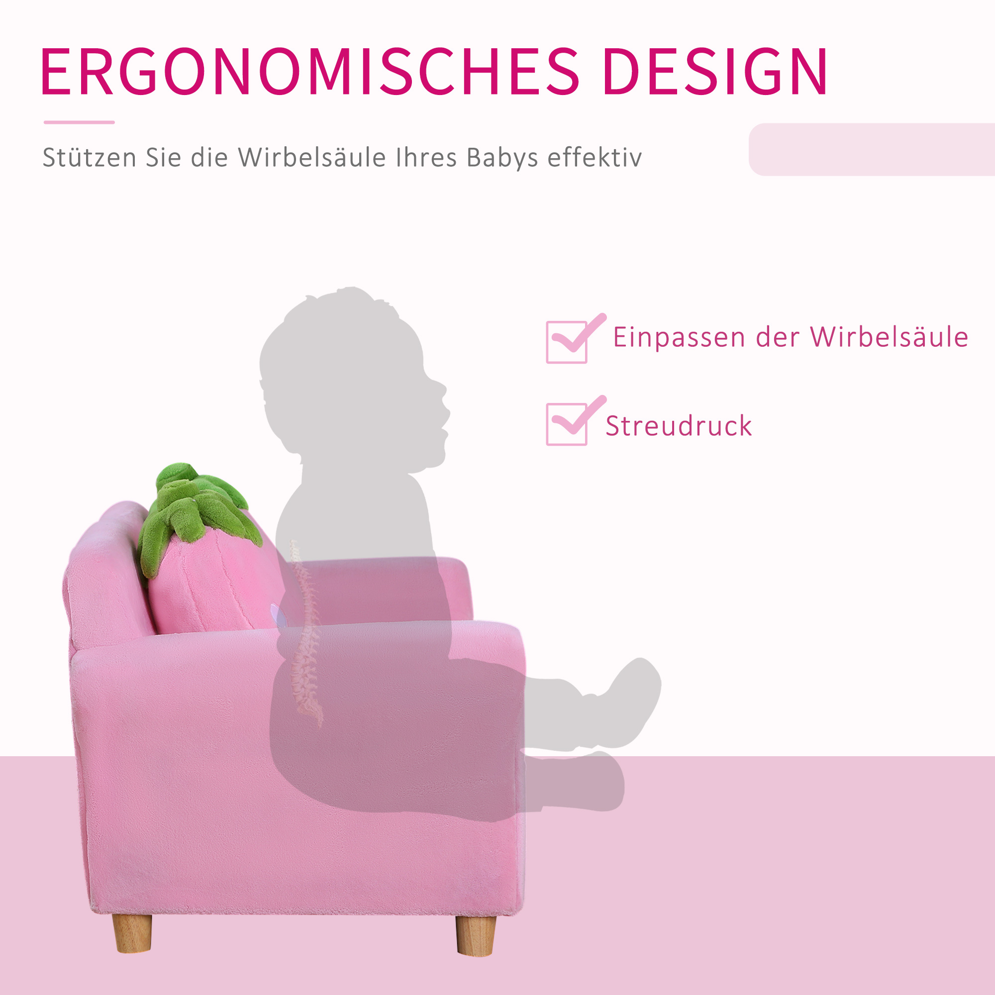 Kindersofa Kindersessel Sofa Couch Kinder Stuhl Kinderzimmer Softsofa Doppelsofa Einzelsofa(Erdbeersofa)