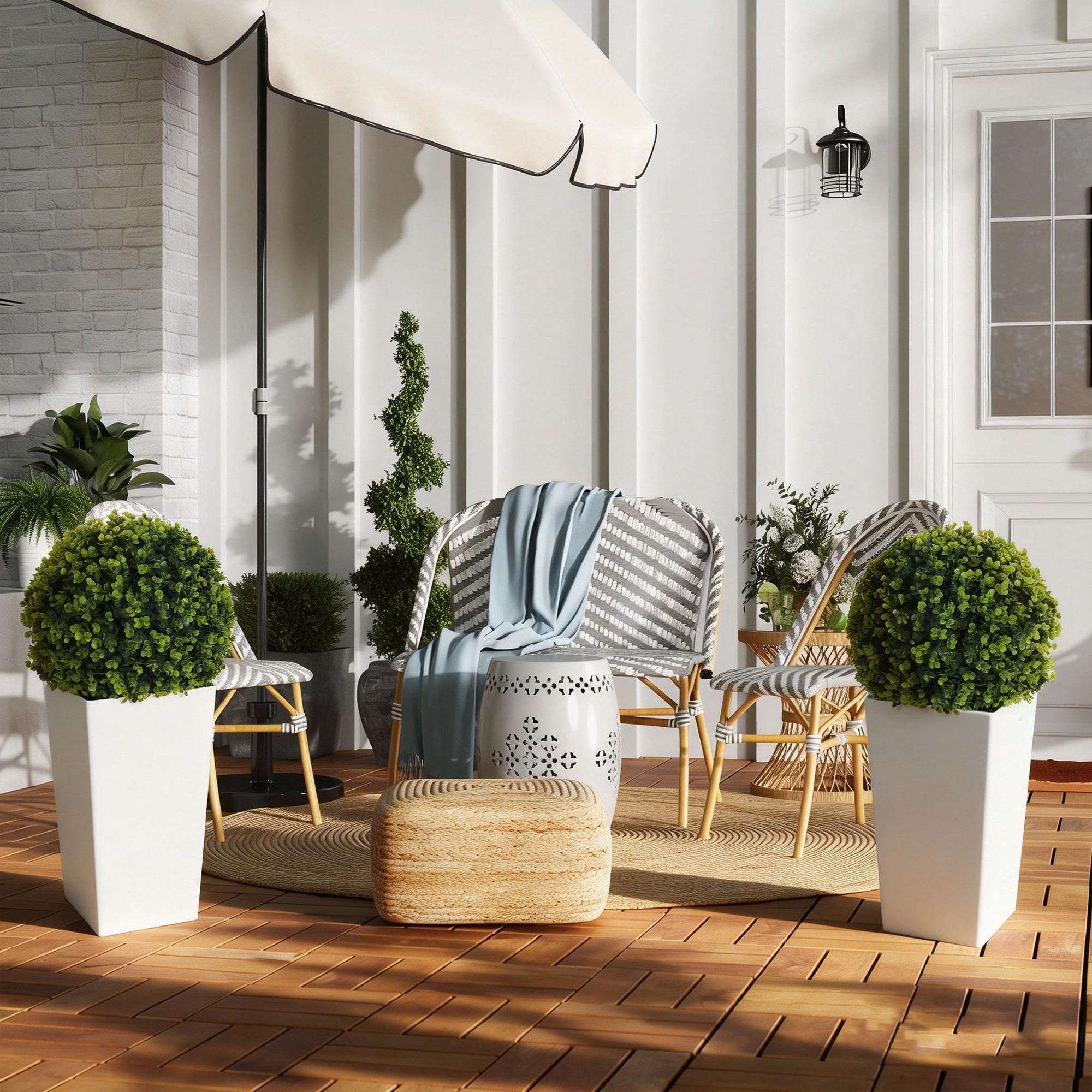 2er-Set Künstlicher Eukalyptuskugeln 65 cm Kunstpflanze mit UV-Schutz, 330 Blättern im Topf, Grün