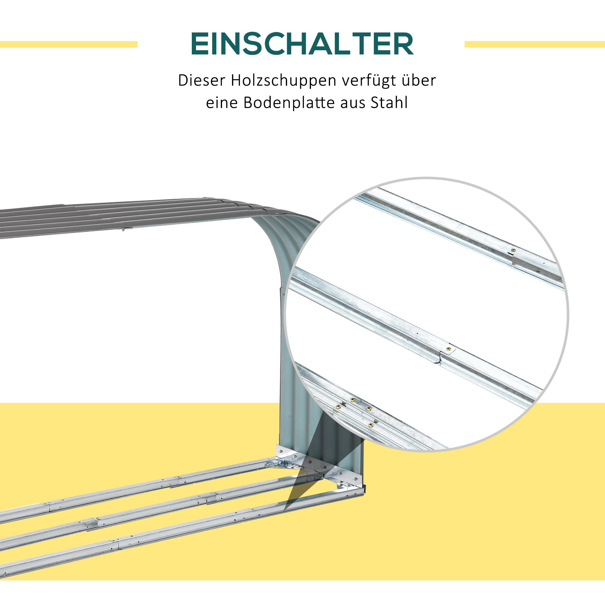Brennholzregal Holzregal, wetterbeständig, Stahl,  212 cm x 46 cm x 112 cm, Grau