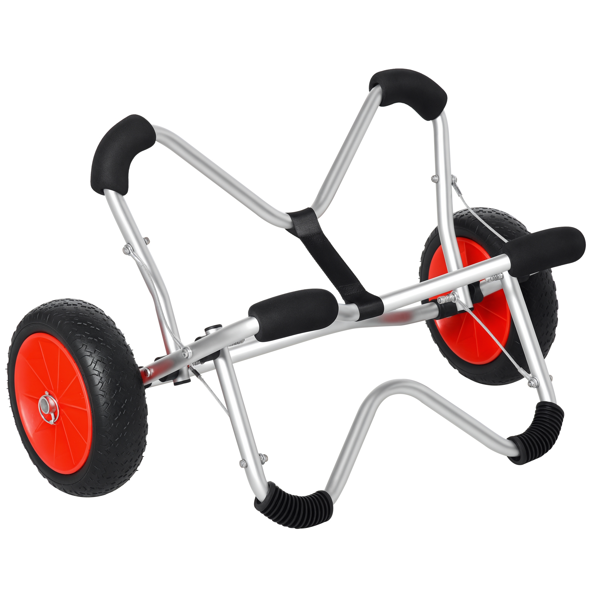 Kajakwagen Alu Bootswagen faltbare transportwagen Kunstleder-Reifen Silber 75 kg 75 x 43 x 46 cm