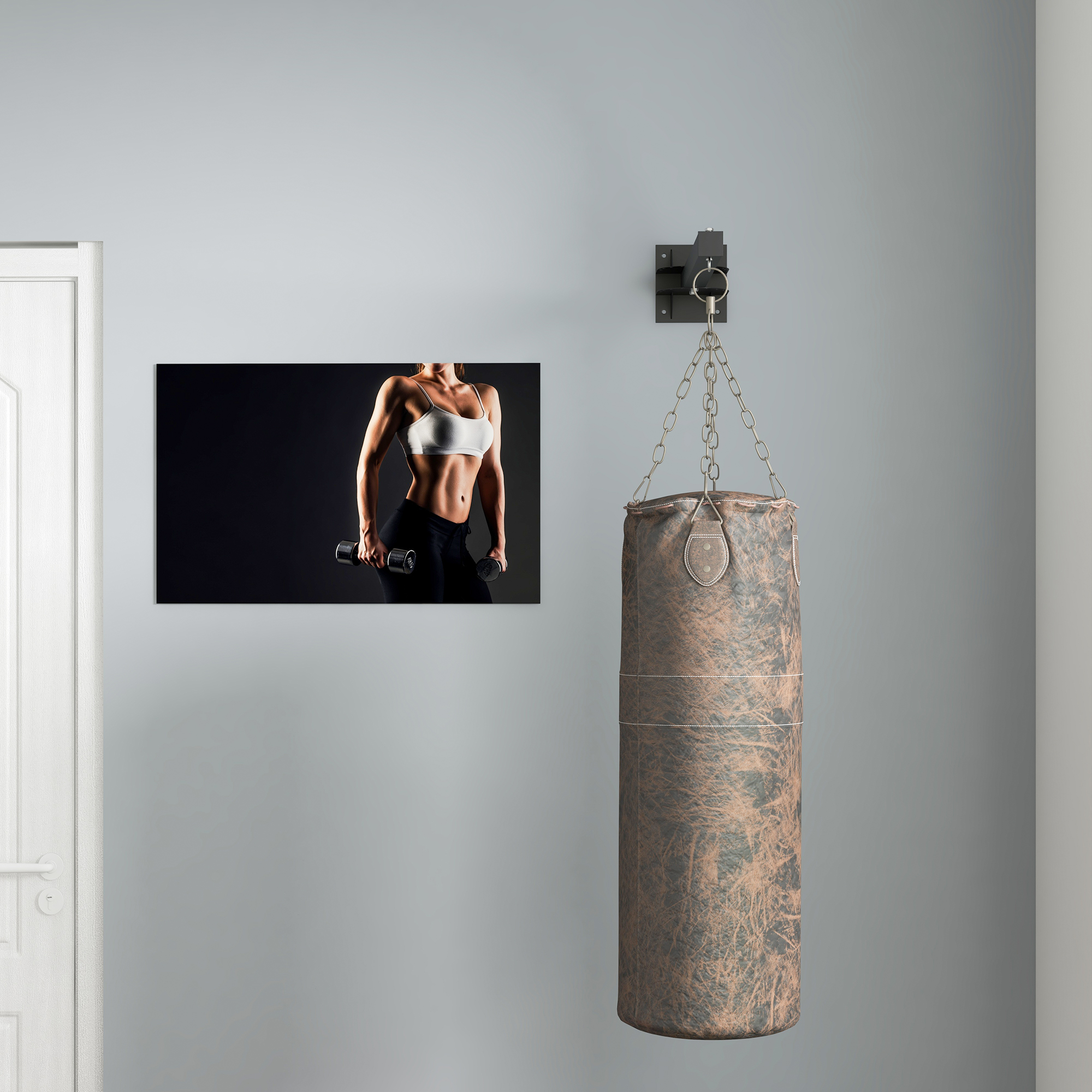 Boxsackhalterung, Wandmontage, 9 Winkel, Stahl, bis 100 kg, Schwarz