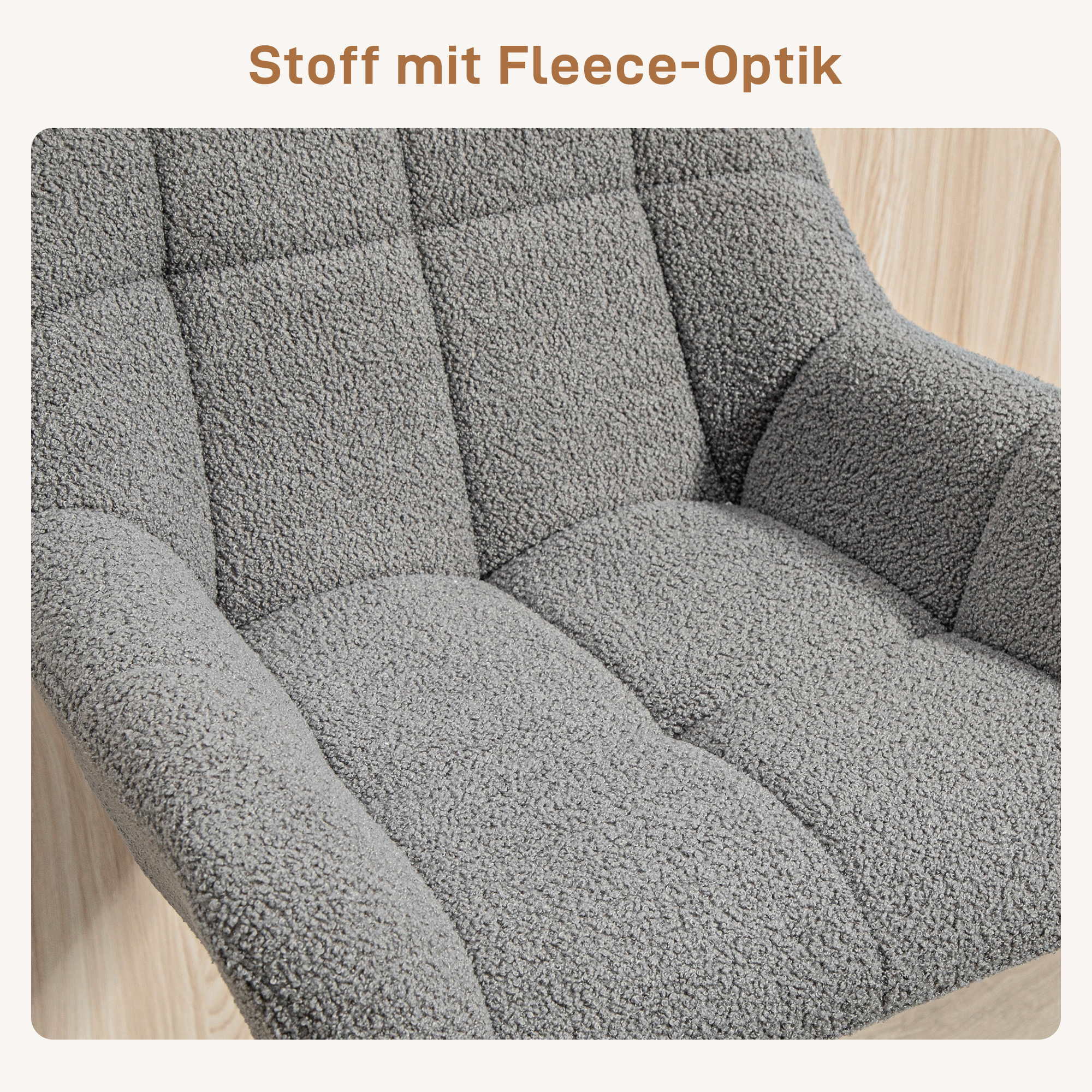 Barhocker 2er-Set Retro-Design höhenverstellbar Fleece-Optik Grau + Schwarz
