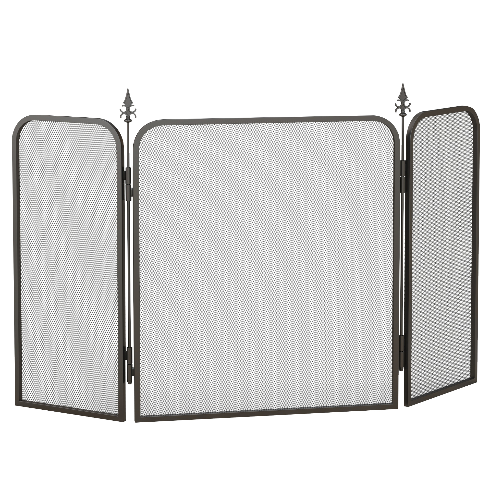 Funkenschutz für Kamine, klappbar, Metall, 96 x 1,3 x 56 cm, Schwarz