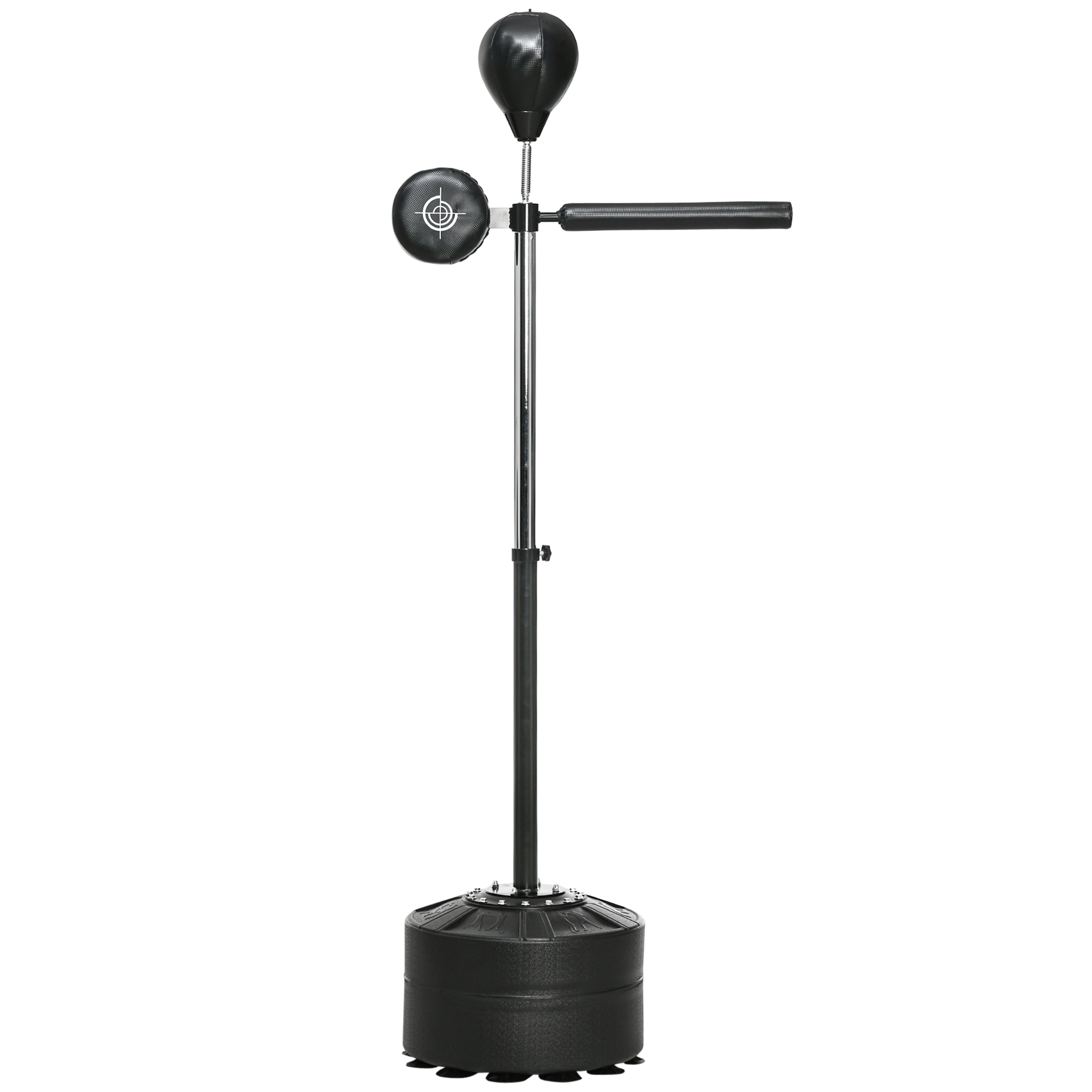Höhenverstellbarer Punchingball, 360° drehbar, inkl. Boxbandagen, Schwarz, 80,5 x 48 x 163-205 cm