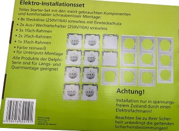DELPHI Starter-Kit, 16-teilig "PRO",weiß, 8x Steckdose, 2x Schalter, Klemmanschluß