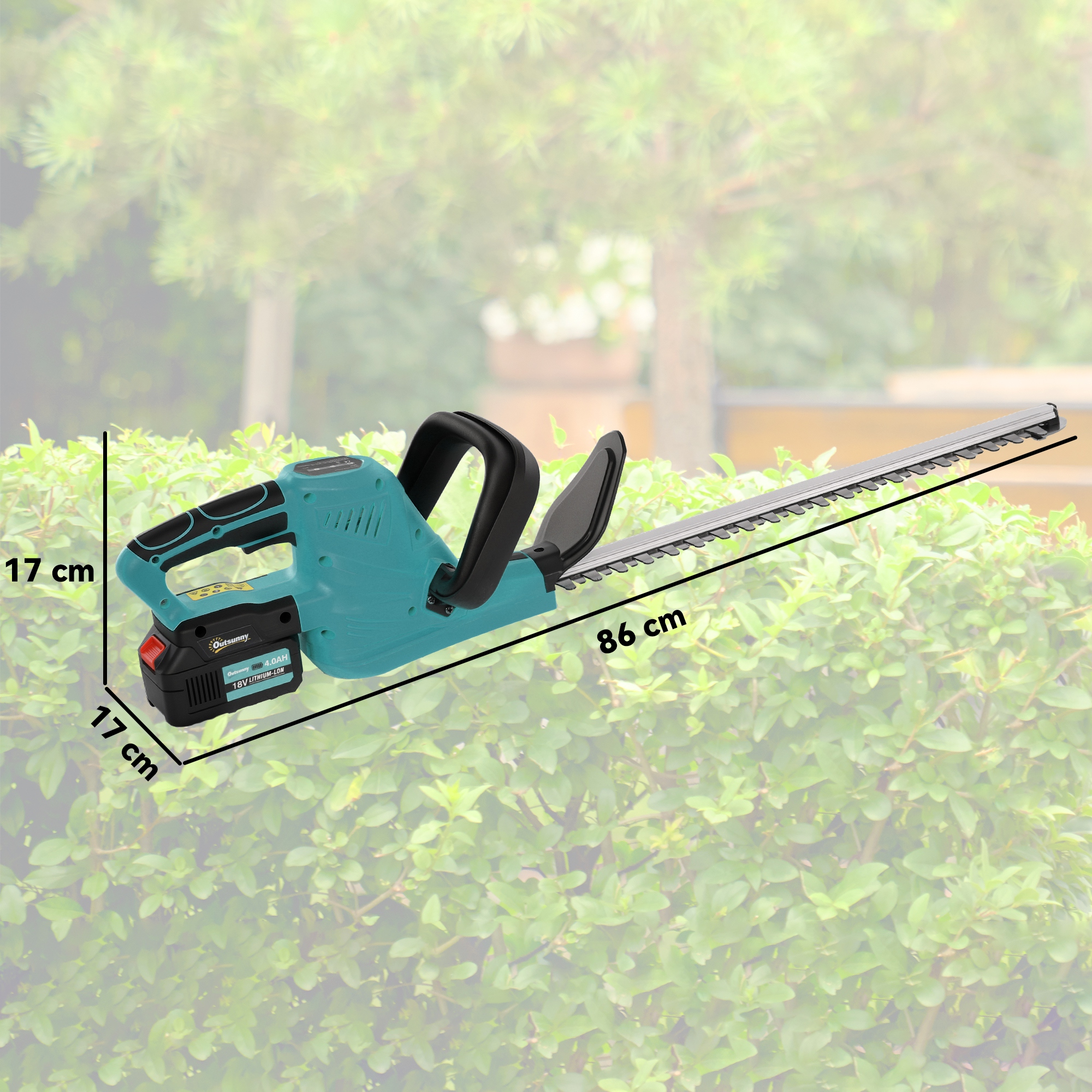 Elektro Heckenschere Akku Elektrischer Heckenschneider mit 51cm Schnittlänge Motor, Akku Blau
