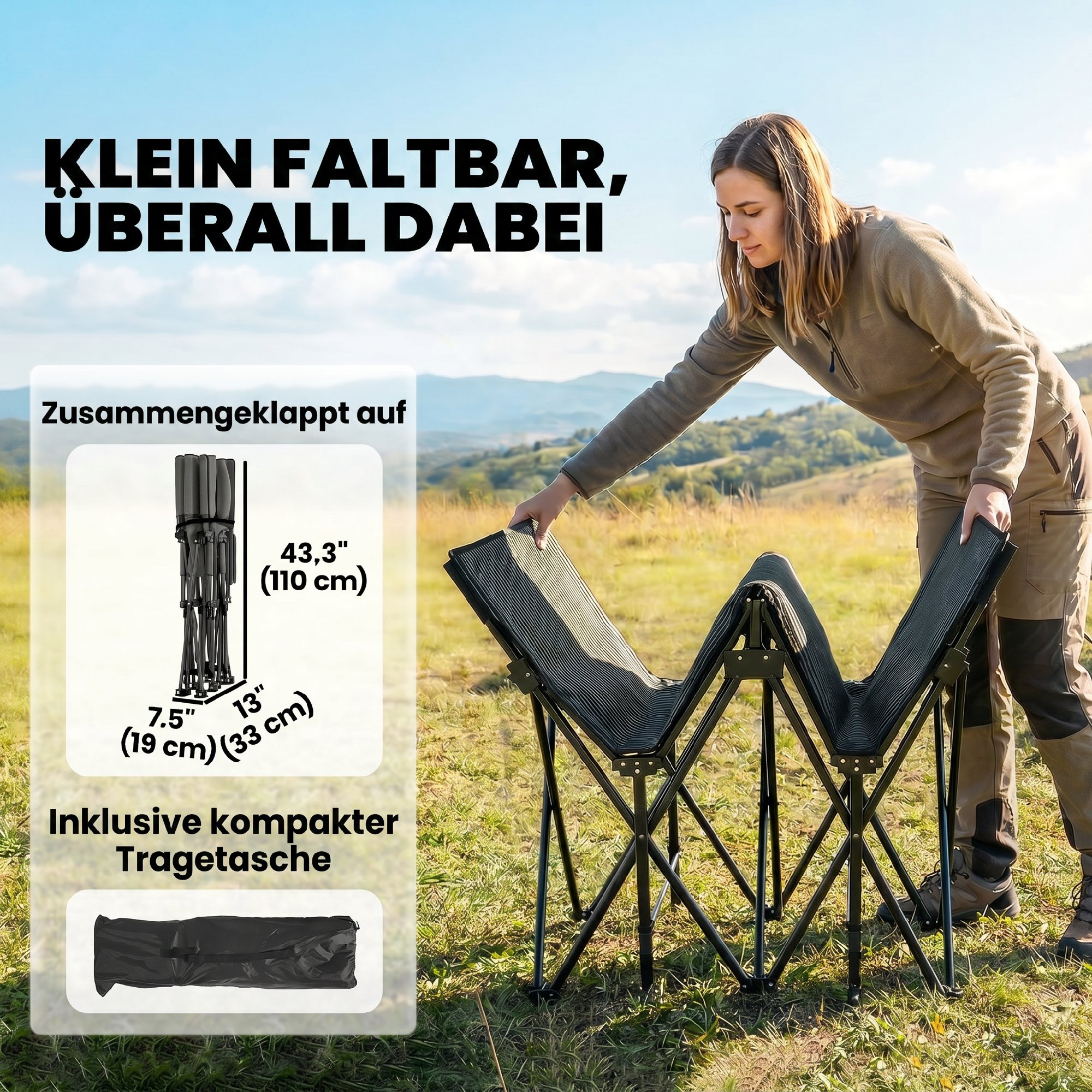 Feldbett faltbar Campingbett mit Tragetasche Campingliege bis 200 kg Indoor, Outdoor, 200 x 80 x 40 cm Schwarz