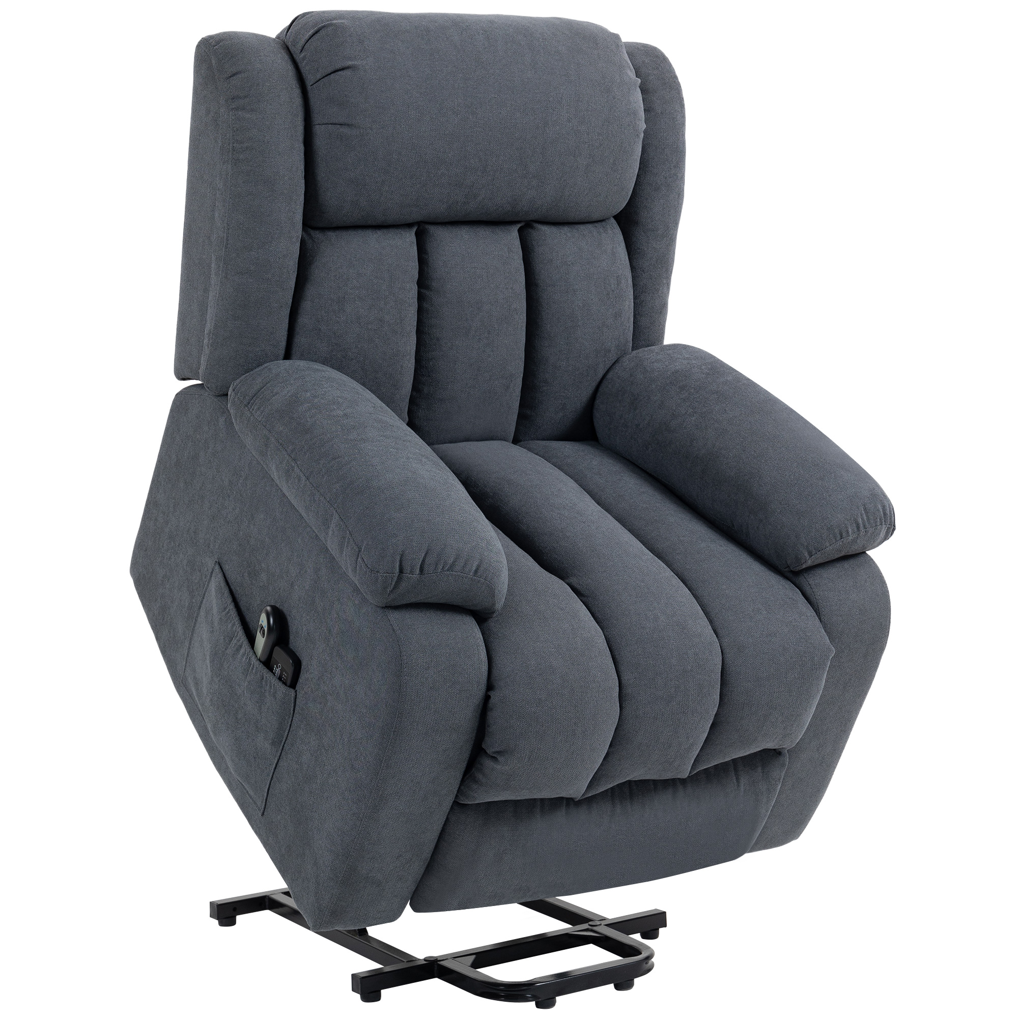 Fernsehsessel mit Aufstehhilfe Elektrisch Relaxsessel mit Liegefunktion, Massagefunktion, 93x91x103 cm, Dunkelgrau