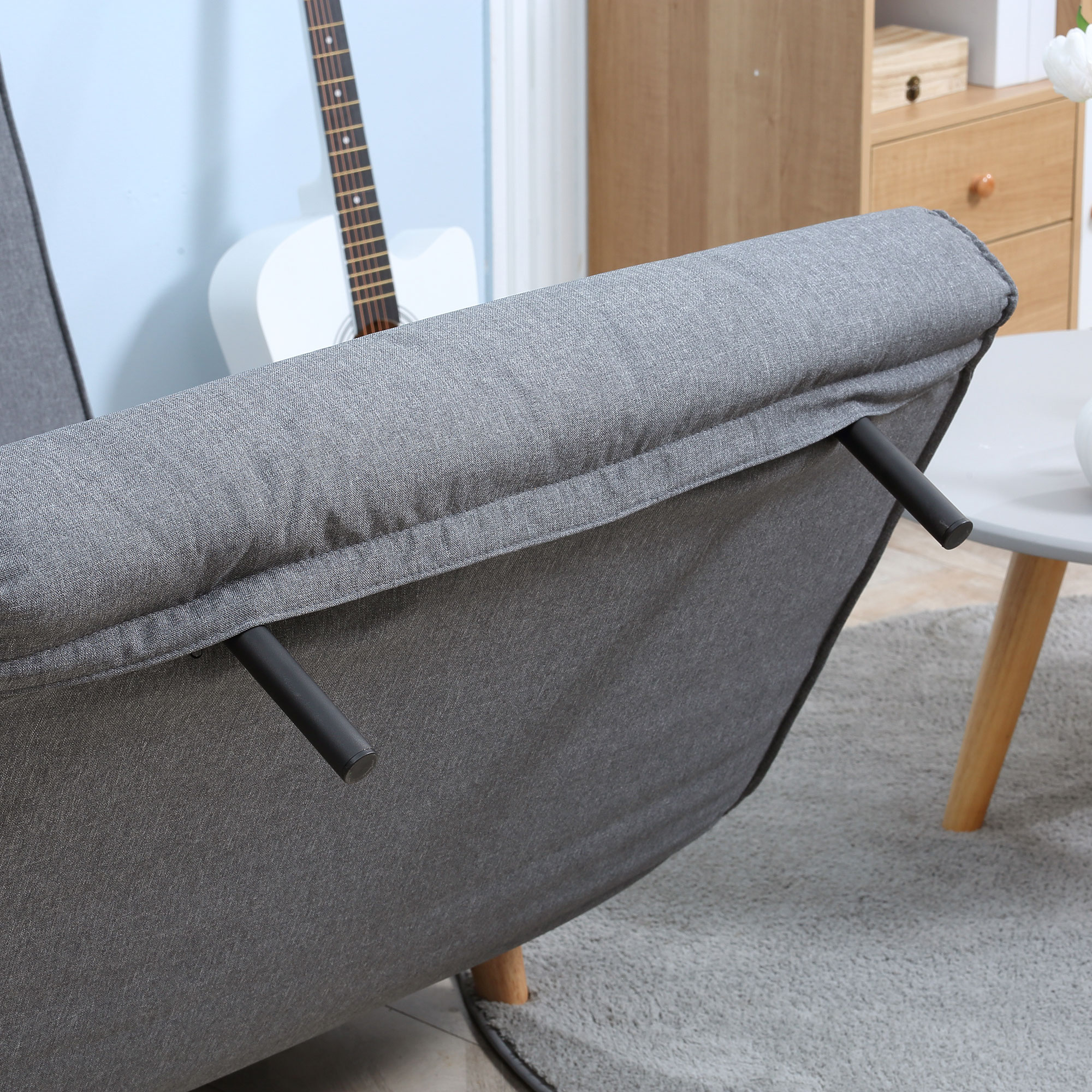 Einzelsofa Schlafsofa Sofabett Klappsofa verstellbar Rückenlehne Liege nordisch skandinavisch 25D Schaumstoff Haus Leinenimitat Kautschukholz Grau 94 x 78 x 80 cm