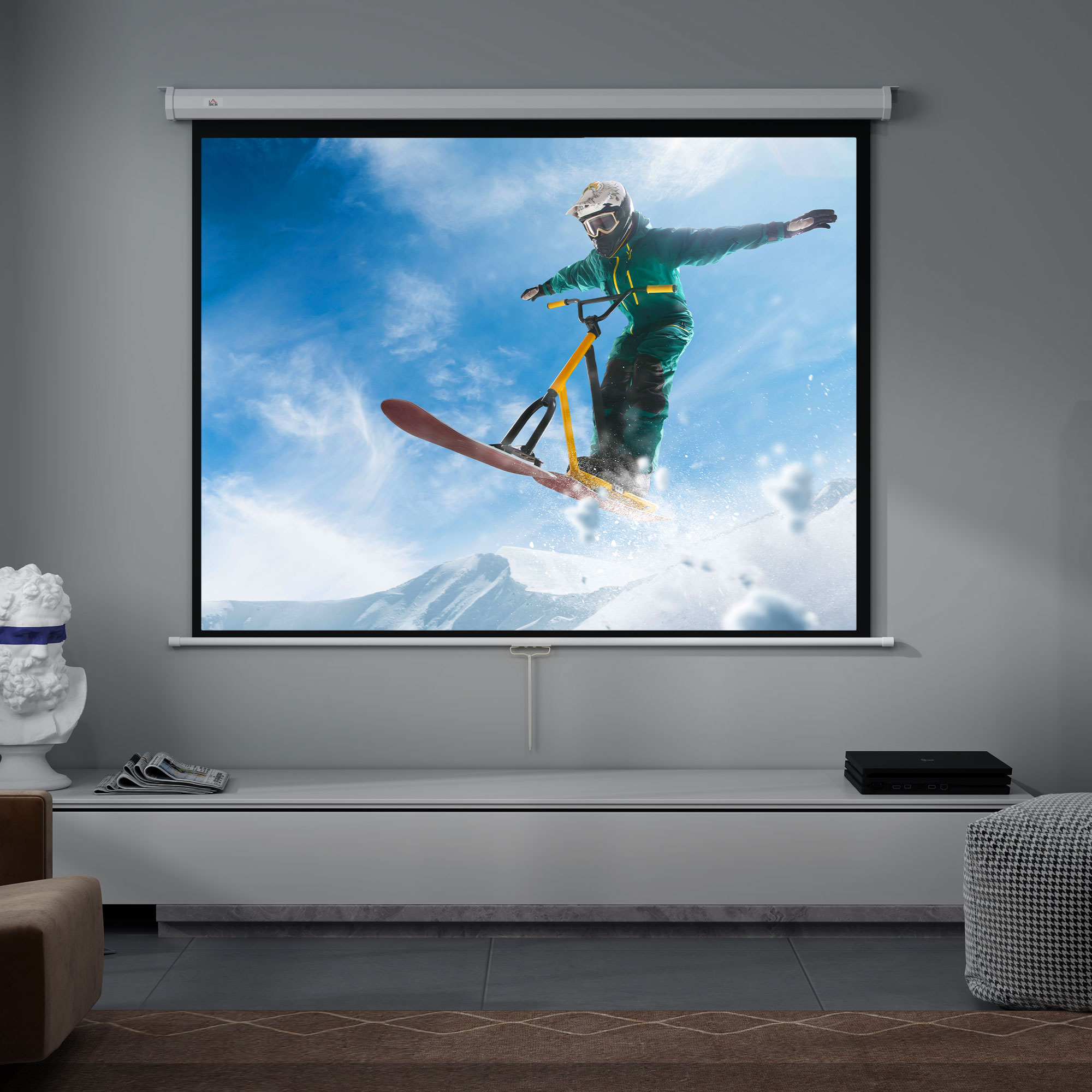 Beamer Leinwand 171 x 128 cm 84 Zoll 4:3 HD 4K Projektionsleinwand Kunststoff, Metall Heimkino