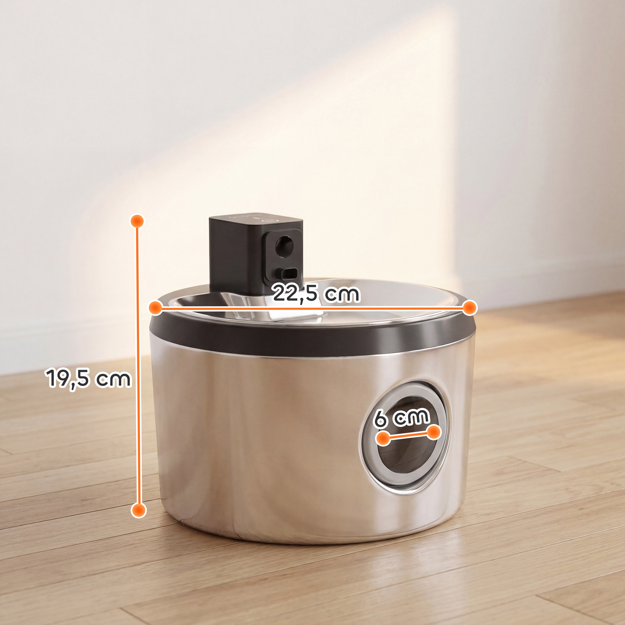 Katzenbrunnen 4l, kabellos, Edelstahl, Trinkbrunnen mit Bewegungsmelder 6 Filtern zweifaches Filtersystem LED Silber