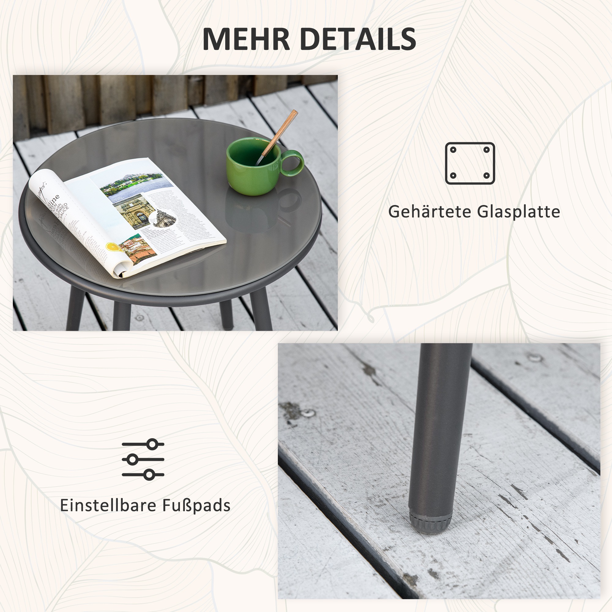 Bistro-Set Rattan-Sofa-Set Terrassen-Set, 2 Stühle, 1 Tisch, wetterbeständig, 65 x 63 x 80 cm, Dunkelgrau + Hellgrau