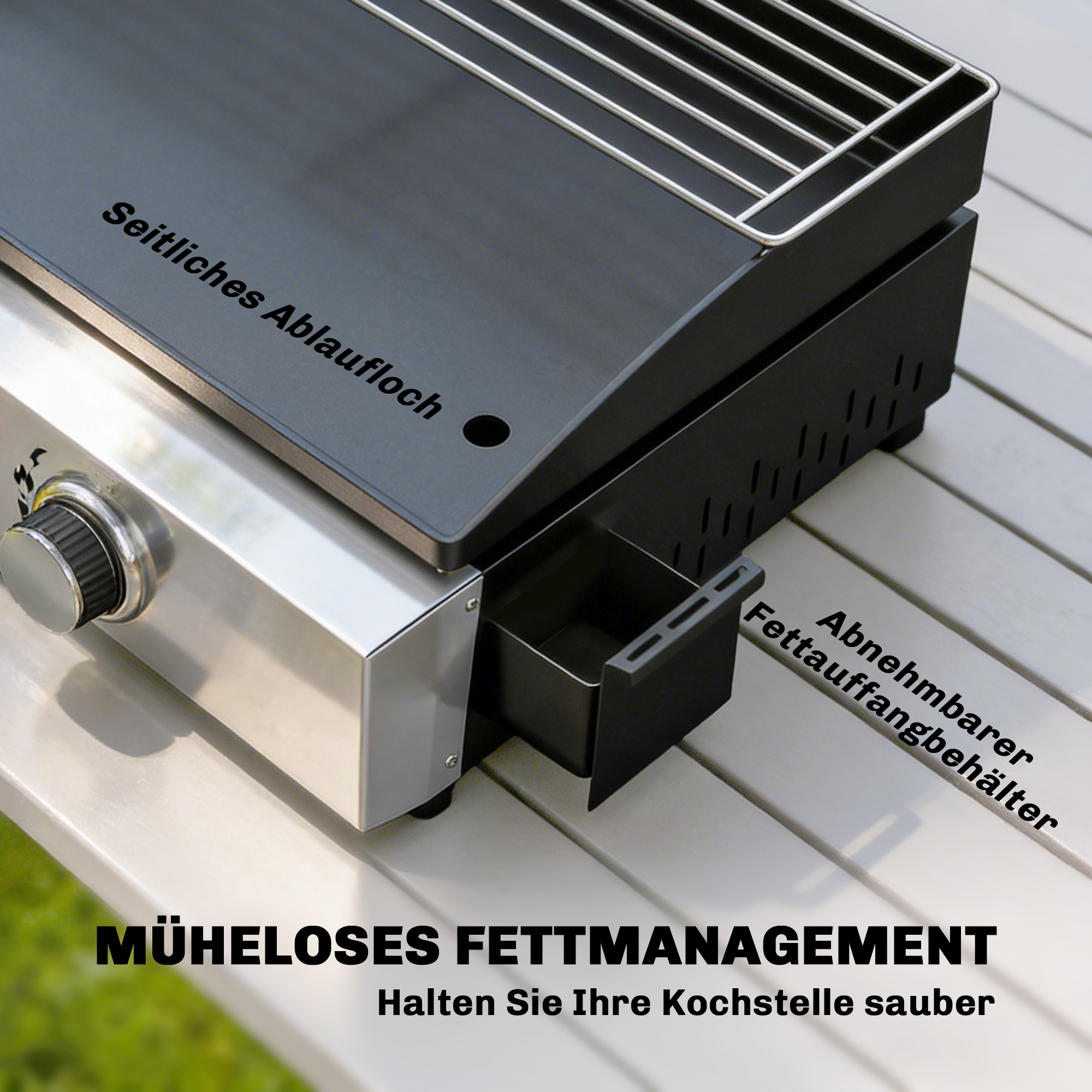 Gasgrill 5kW Tragbarer Tischgrill mit 2 Brenner Keramische Lackbeschichtung Grillrost Warmhalterost