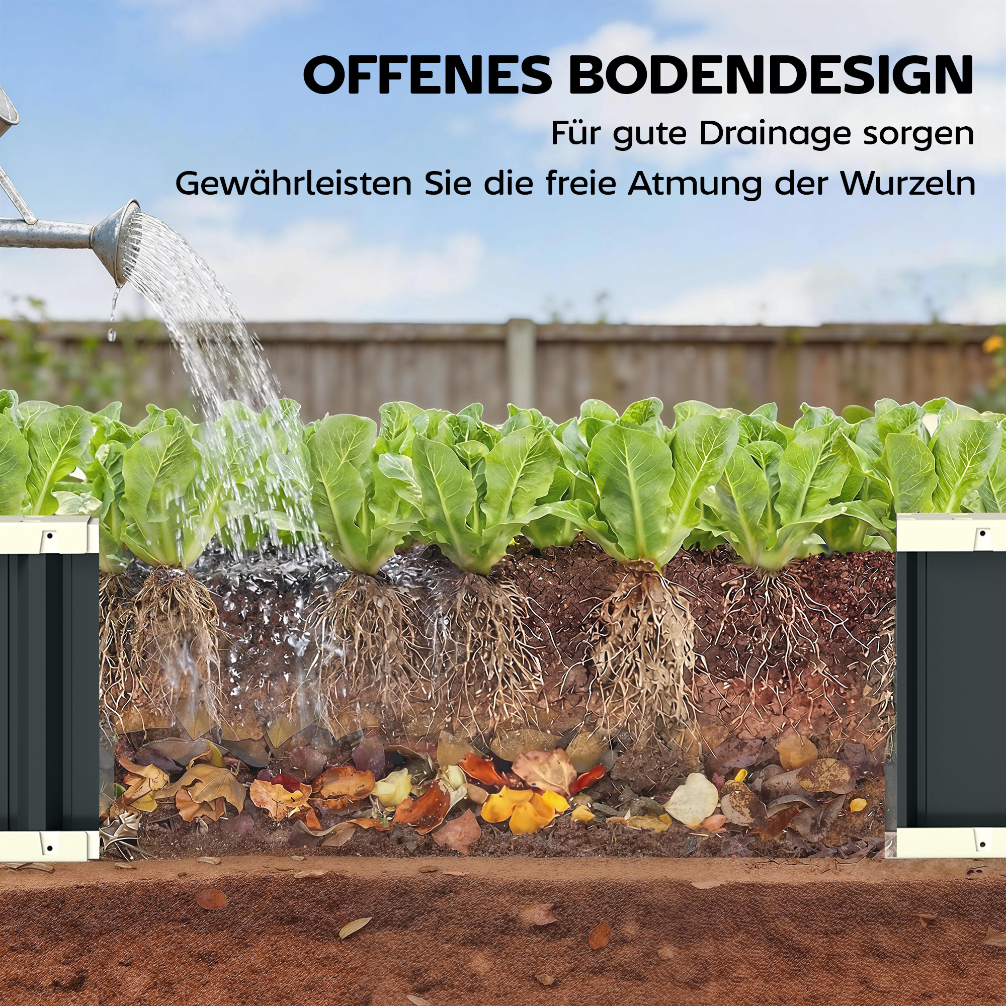 Hochbeet Stahl, Pflanzbeet mit Klickverschlüssen Gefaltete Kante Frühbeet 136 x 52 x 31 cm Dunkelgrau