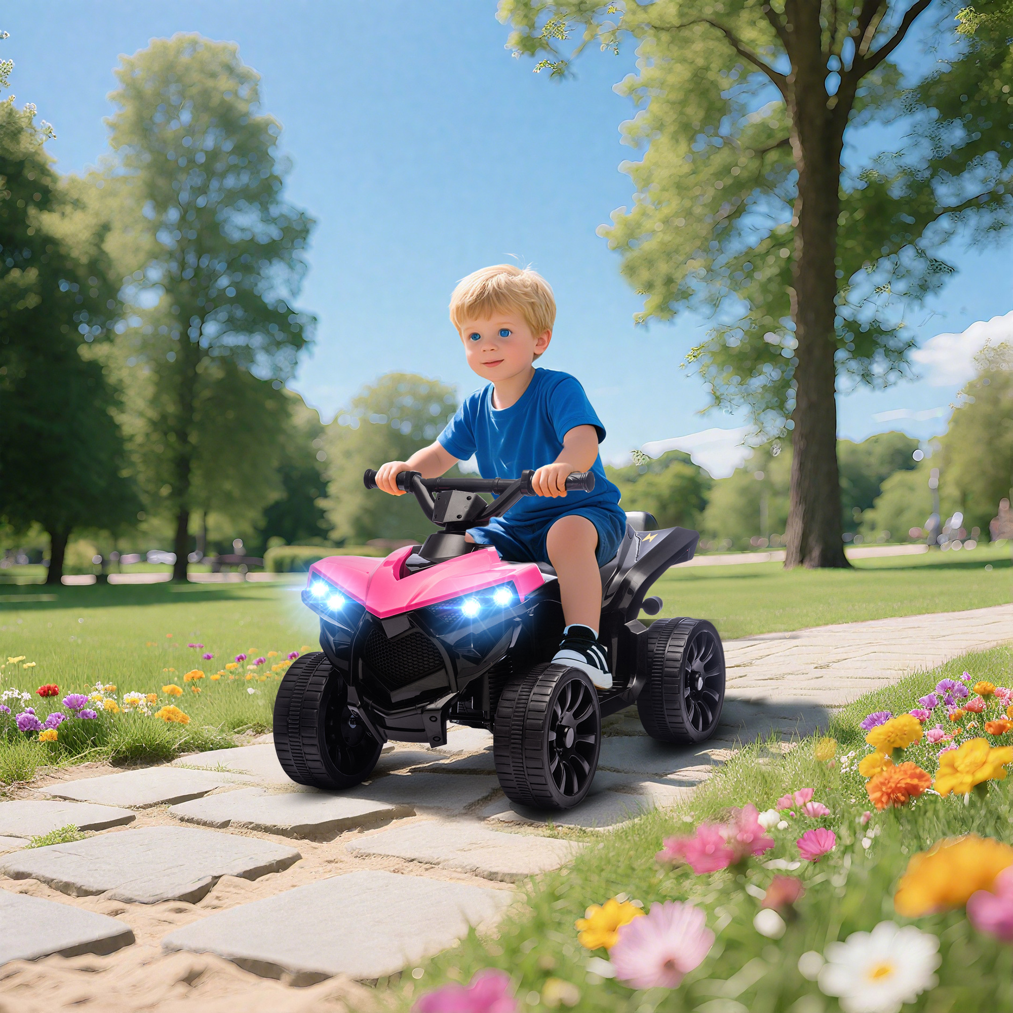 Kinder Quad Elektro 6V Kinderquad mit Vorwärts-, Rückwärtsfunktion, Musik, LED-Scheinwerfer Rosa