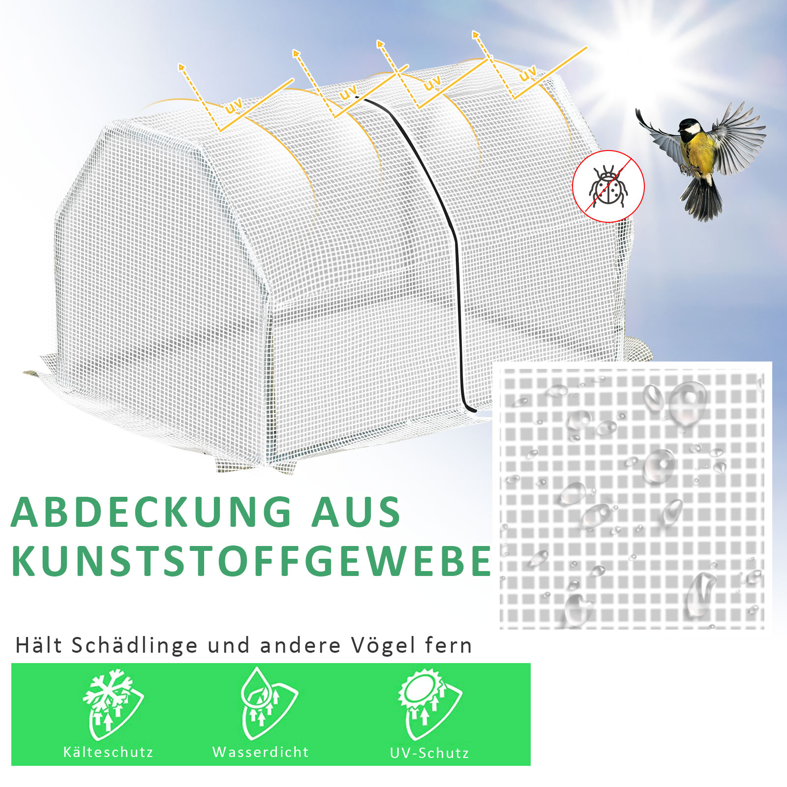 Mini Gewächshaus, wetterbeständig, leicht zu transportieren, 99 cm x 71 cm x 60 cm, Folientunnel, Grün