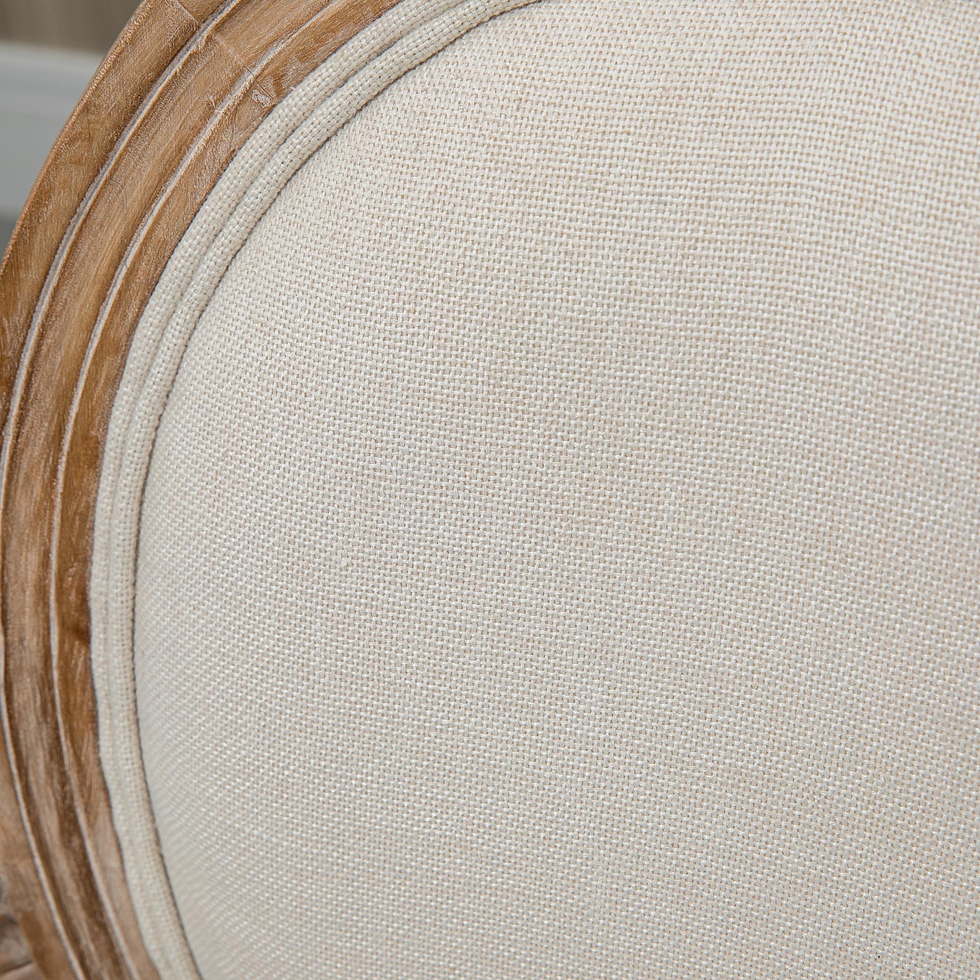 Küchenstuhl im Antik-Design, atmungsaktiver Bezug, Leinenoptik, Massivholzrahmen, 56 x 54 x 96cm, cremeweiß