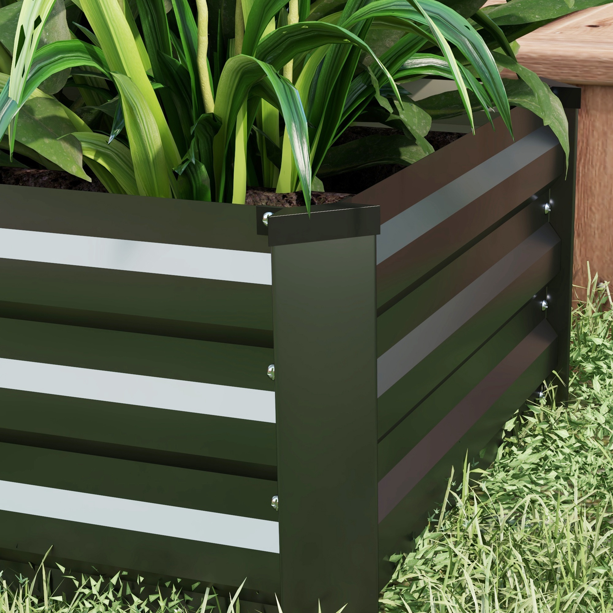 Hochbeet Gartenbeet Kräuterbeet, wetterbeständig, offener Boden, 100 x 60 x 30 cm, Dunkelgrau