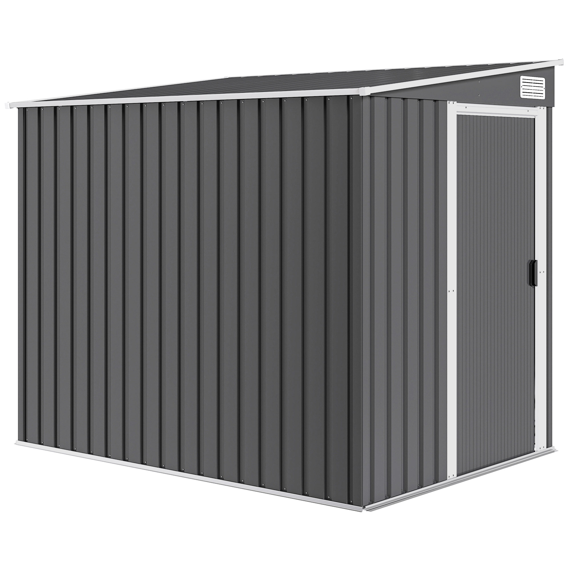 Metall Gerätehaus 2,81m² 154x206,5x181 cm Geräteschuppen mit Pultdach Fundament