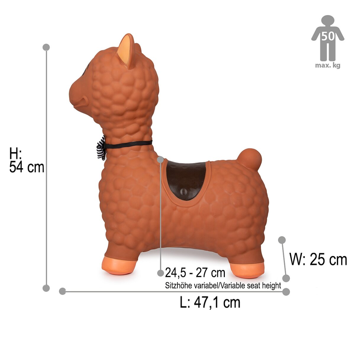 Hüpftier Lama HoppyDoo braun mit Pumpe