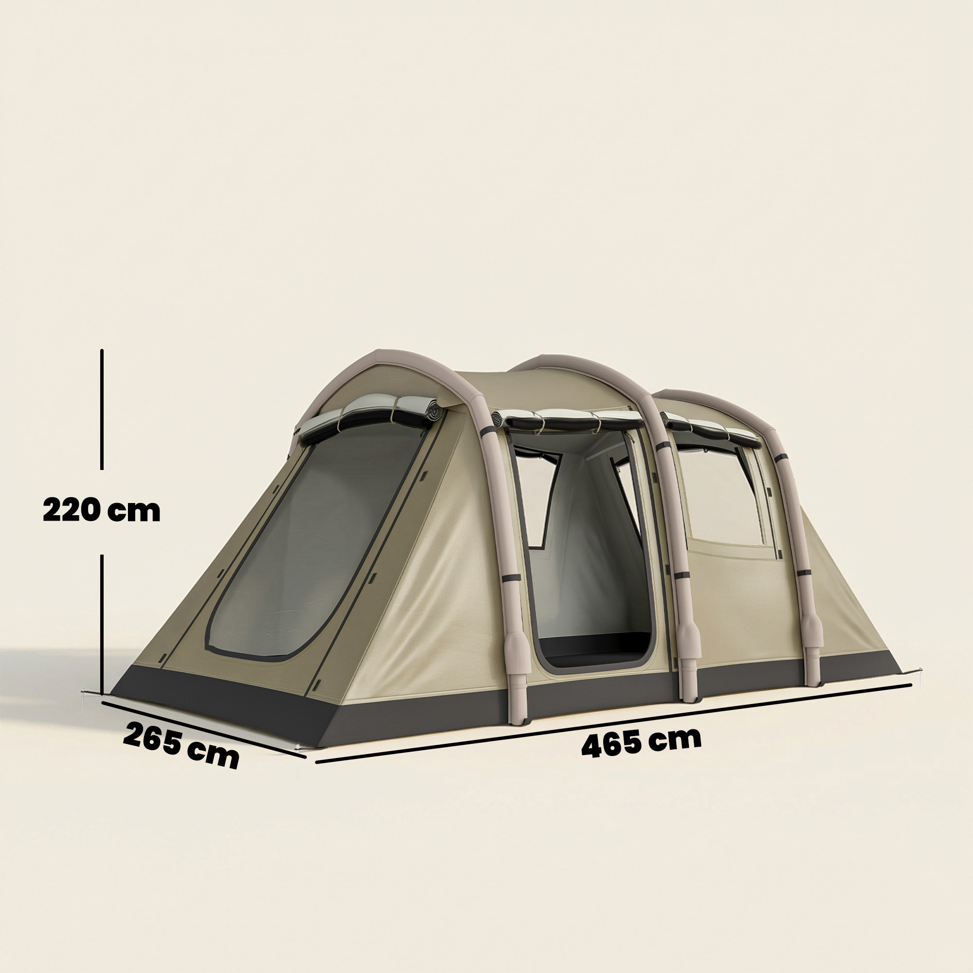Aufblasbares Zelt 2-4 Personen Schneller Aufbau Outdoor Zelt für Camping mit Luftpumpe Mesh Fenster Heringen Vordach