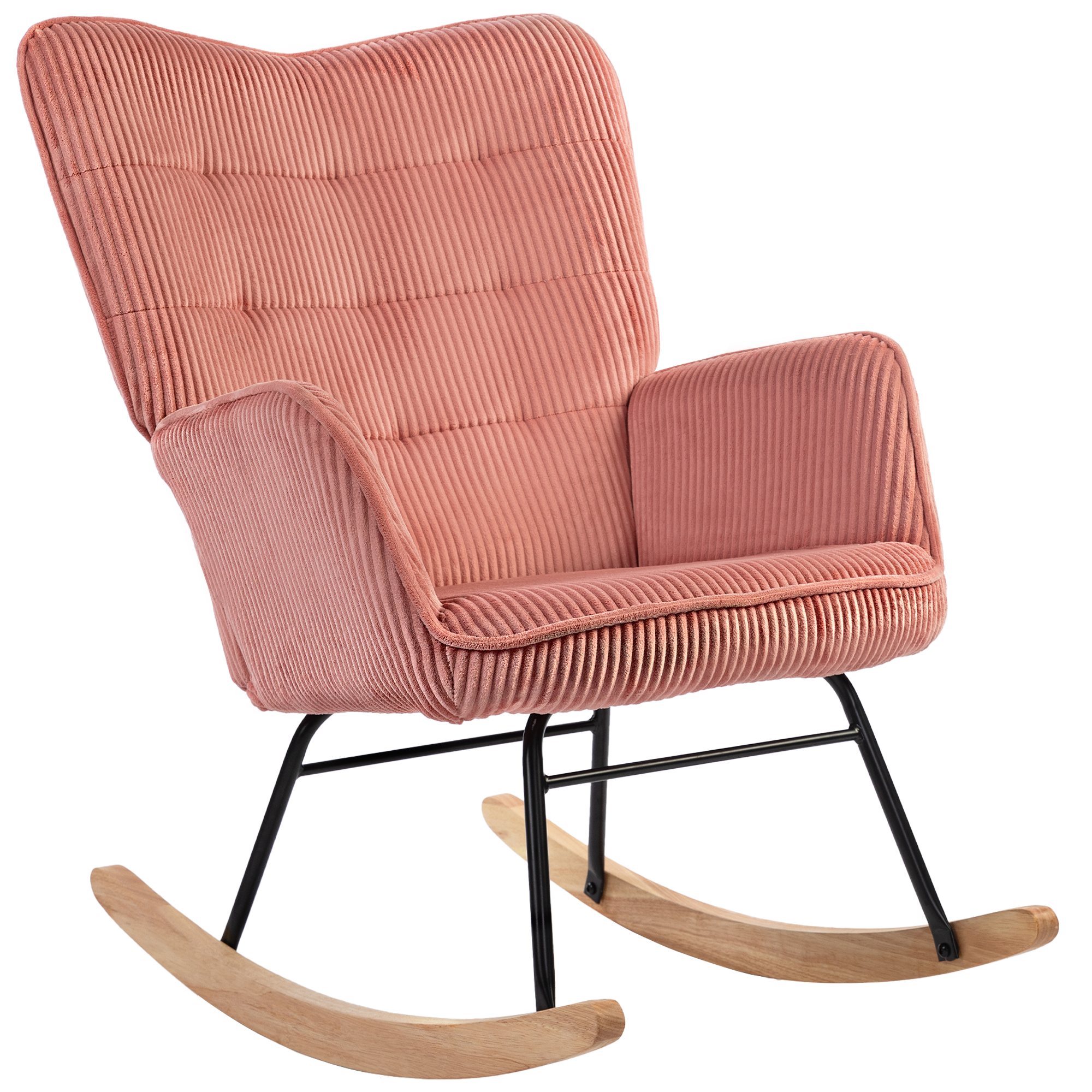 Schaukelstuhl, Relaxsessel, Schaukelsessel, belastbar bis 120 kg, Polyester, 98 x 71 x 101 cm, Rosa