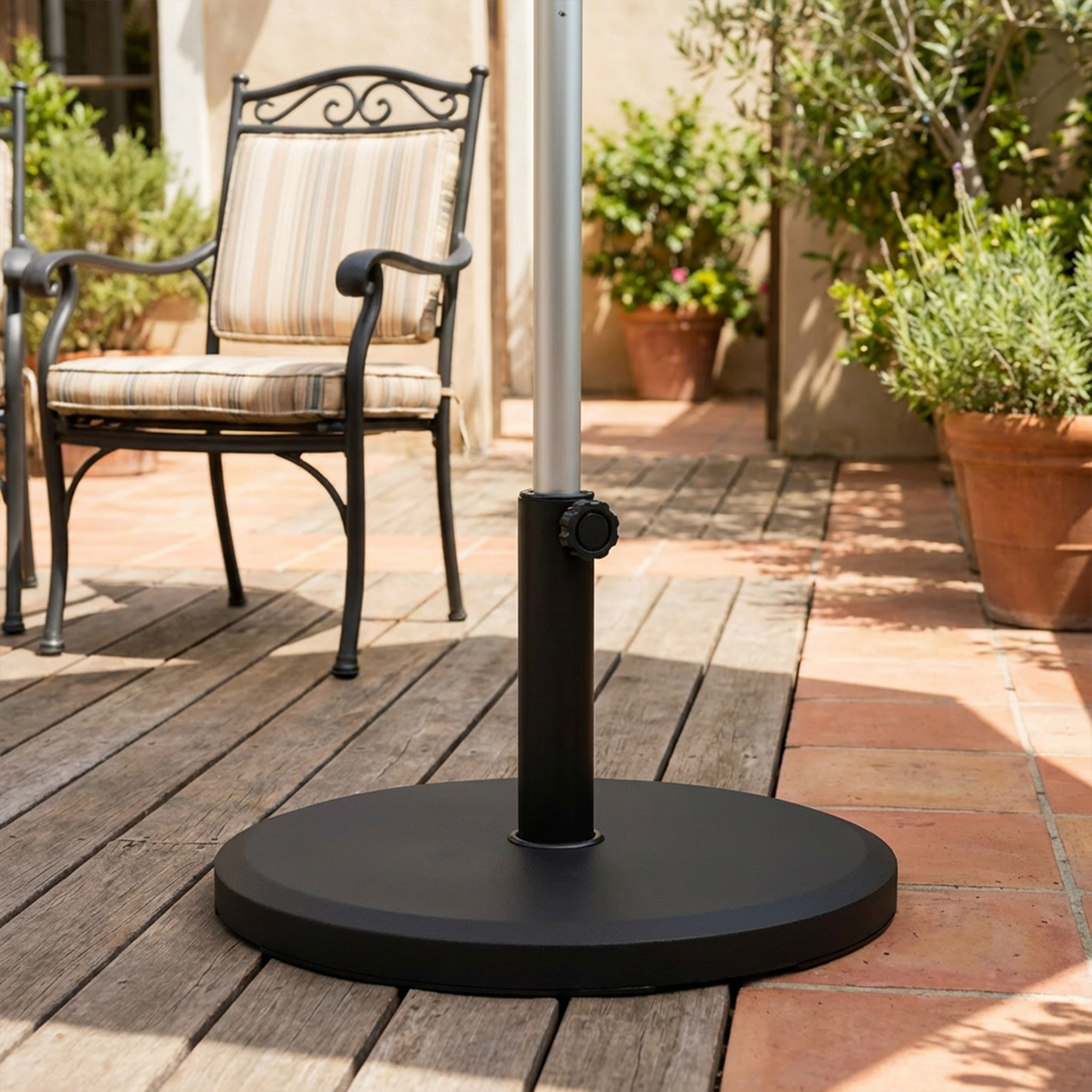 Sonnenschirmständer aus Zement 13kg Rund Schirmständer für Sonnenschirm 34mm/38mm/48mm Rohrdurchmesser, Schwarz
