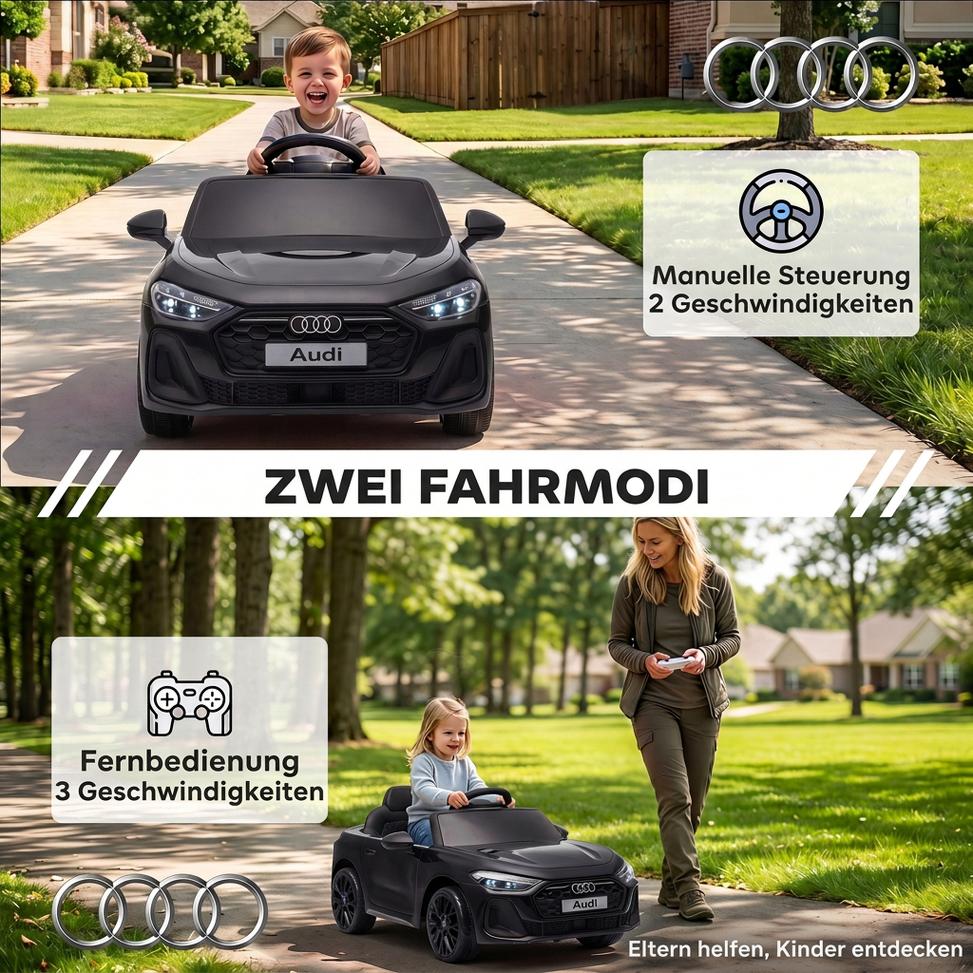 Kinder Elektroauto Audi A5L 12V Kinderauto mit 2,4 G Fernbedienung 2 Motoren Lithium-Akku Sanftanlauf 4-Rad-Federung