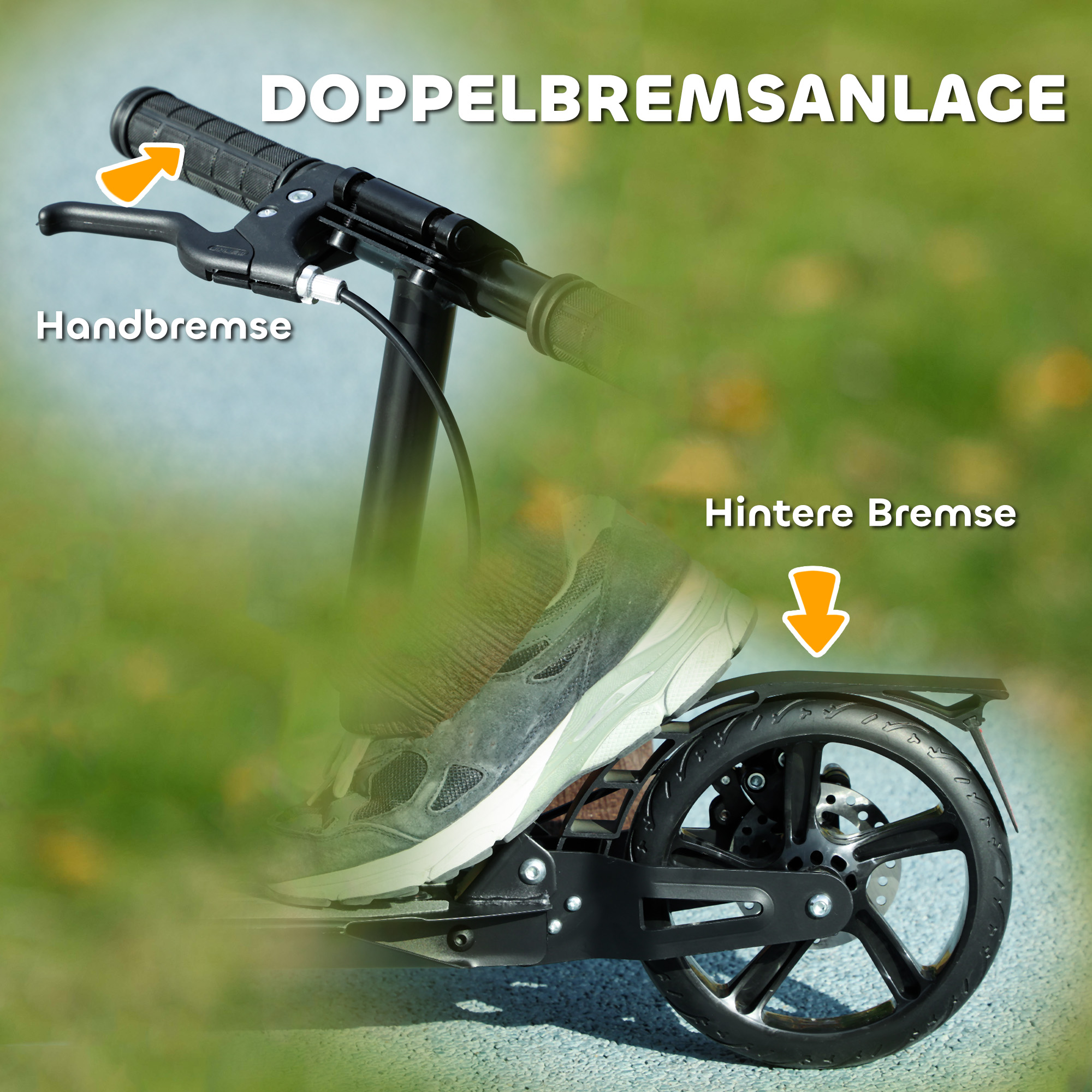 Roller Kinder Scooter mit verstellbaren Griffen klappbarer Kinderroller für Kinder 6-12 Jahre 94 x 36 x 88-103cm Schwarz