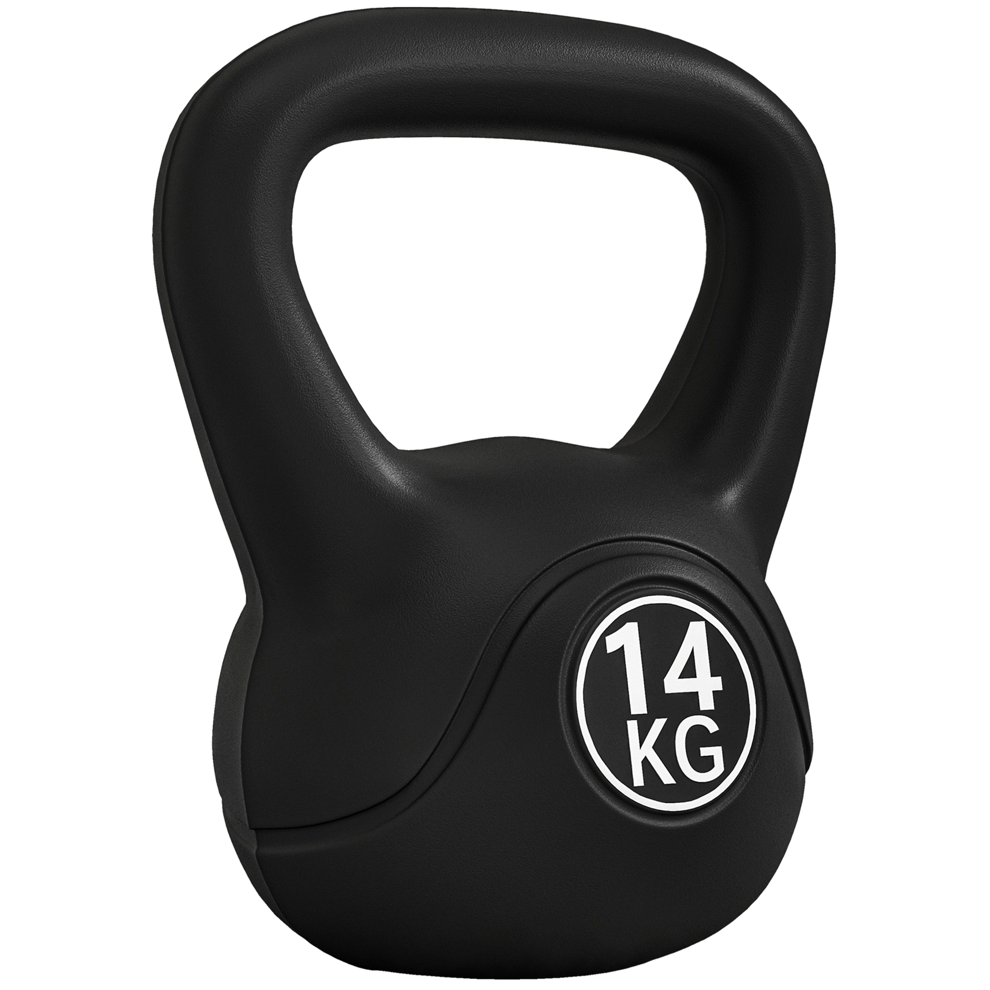 Kettlebell Kugelhantel 14 kg Gewicht-Hantel mit Sand befüllt für Anfänger Schwarz