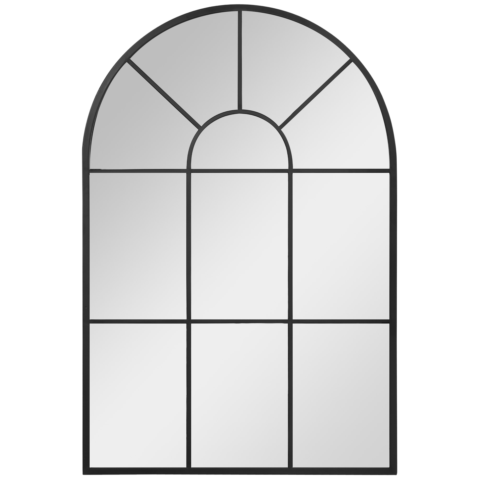 Fensterspiegel mit Metallrahmen, 91 cm x 2 cm x 60 cm Schwarz