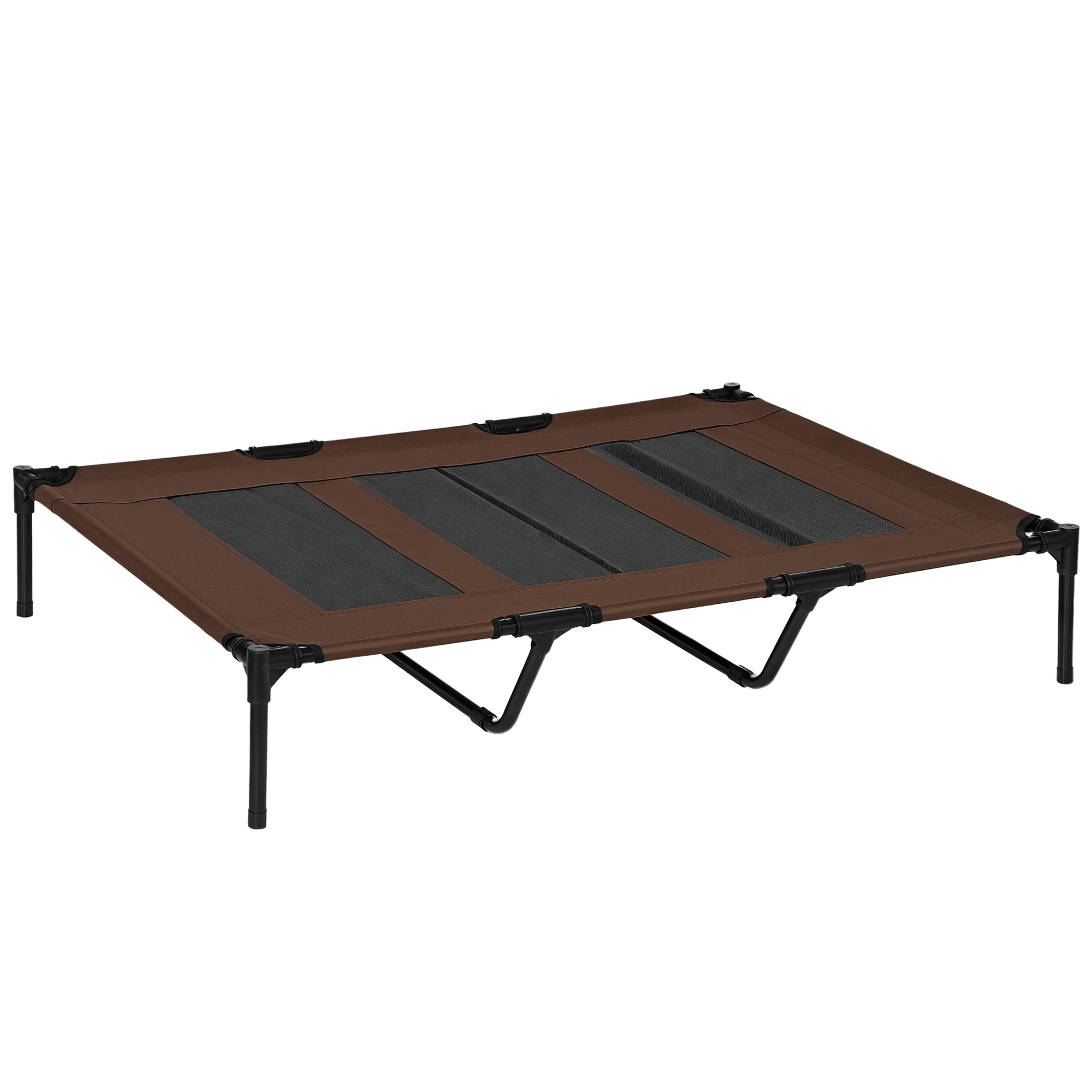 Hundebett, faltbar, Outdoor-Hundebett, erhöhter Stand, 122 cm x 92 cm x 23 cm,  Kaffee-Braun + Schwarz