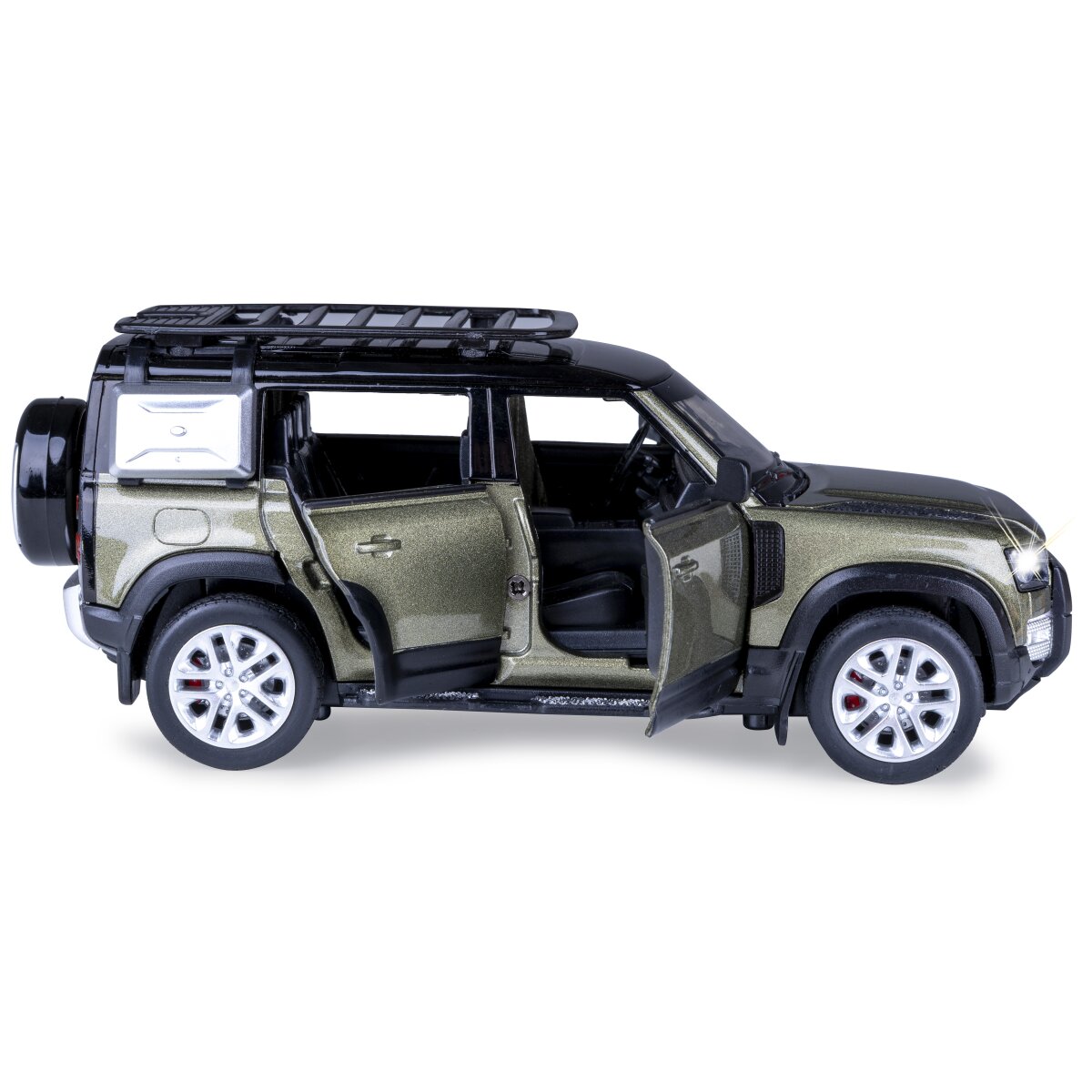 Land Rover Defender 110 Diecast 1:32 grün inkl. Knopfzellen